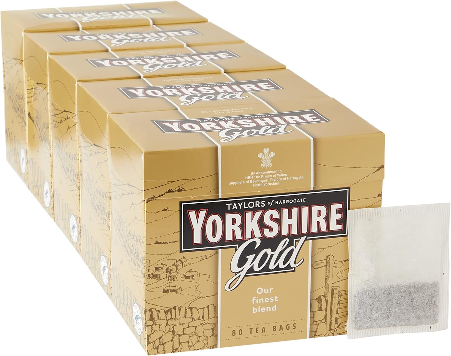 Yorkshire Gold Tea 80 Tea Bags (Pack of 5) - 400 Teabags Total, Rich & Smooth Black Tea Blend 5