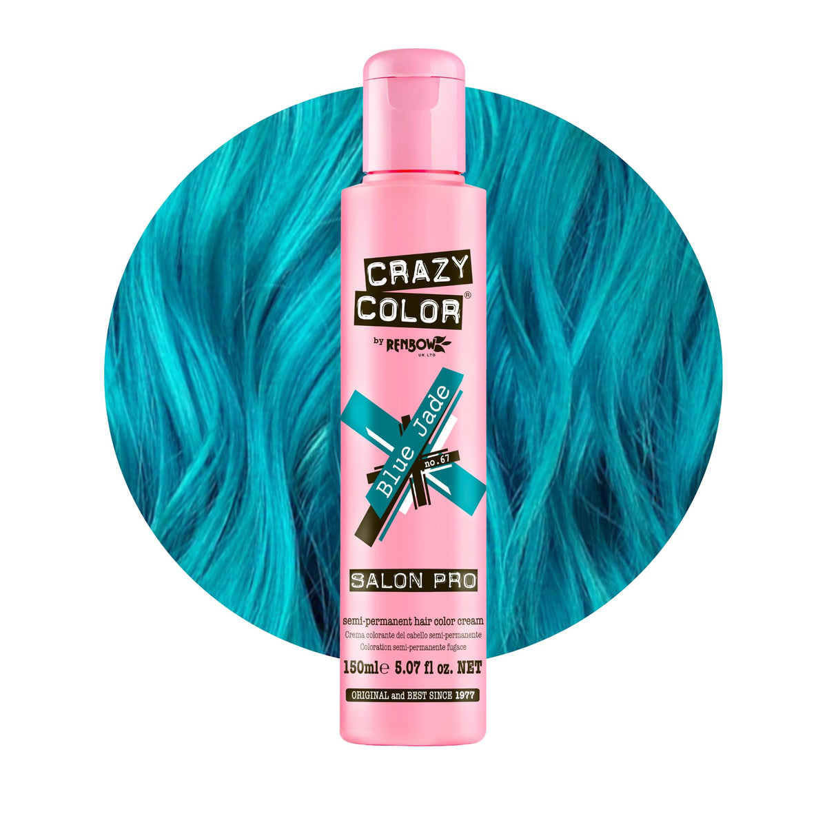 Crazy Color Blue Jade Semi-Permanent Hair Dye - 150ml | Vegan Formula | Made in UK