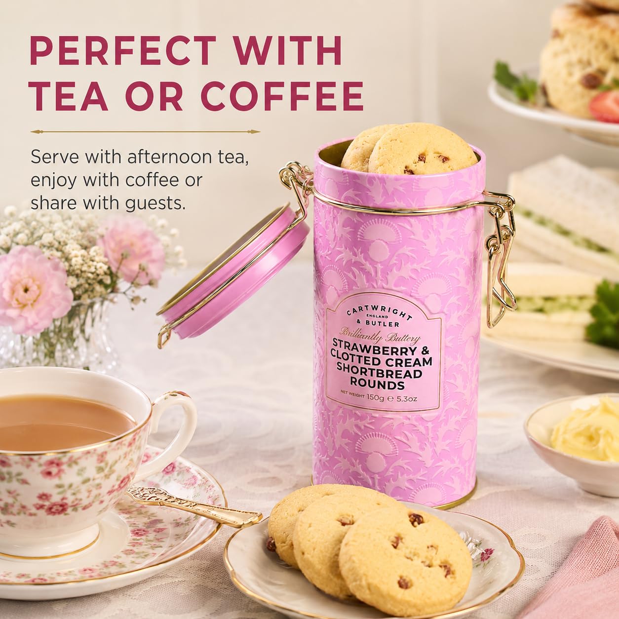 Cartwright & Butler Strawberry & Clotted Cream Shortbread Tin - 150g 5