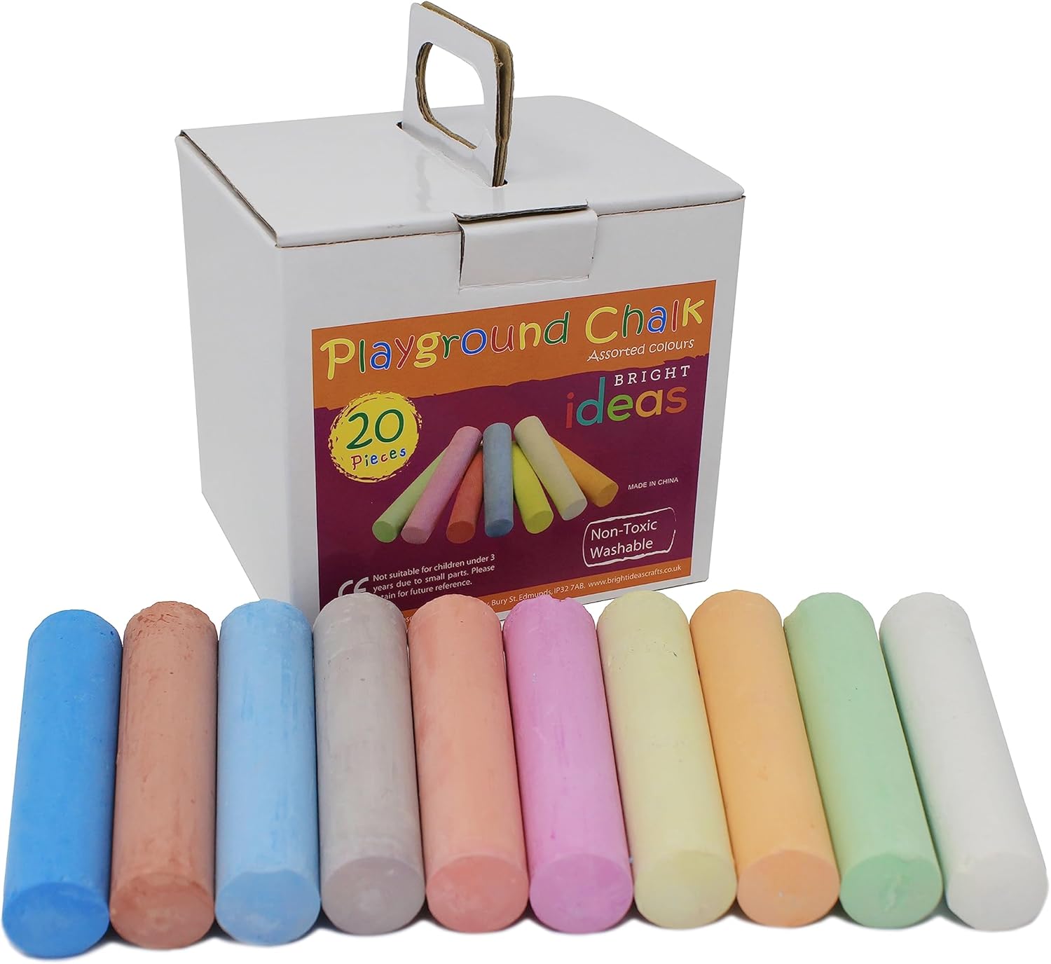 Bright Ideas PK20 10cm Giant Assorted Playground Chalk - Outdoor Creative Playset