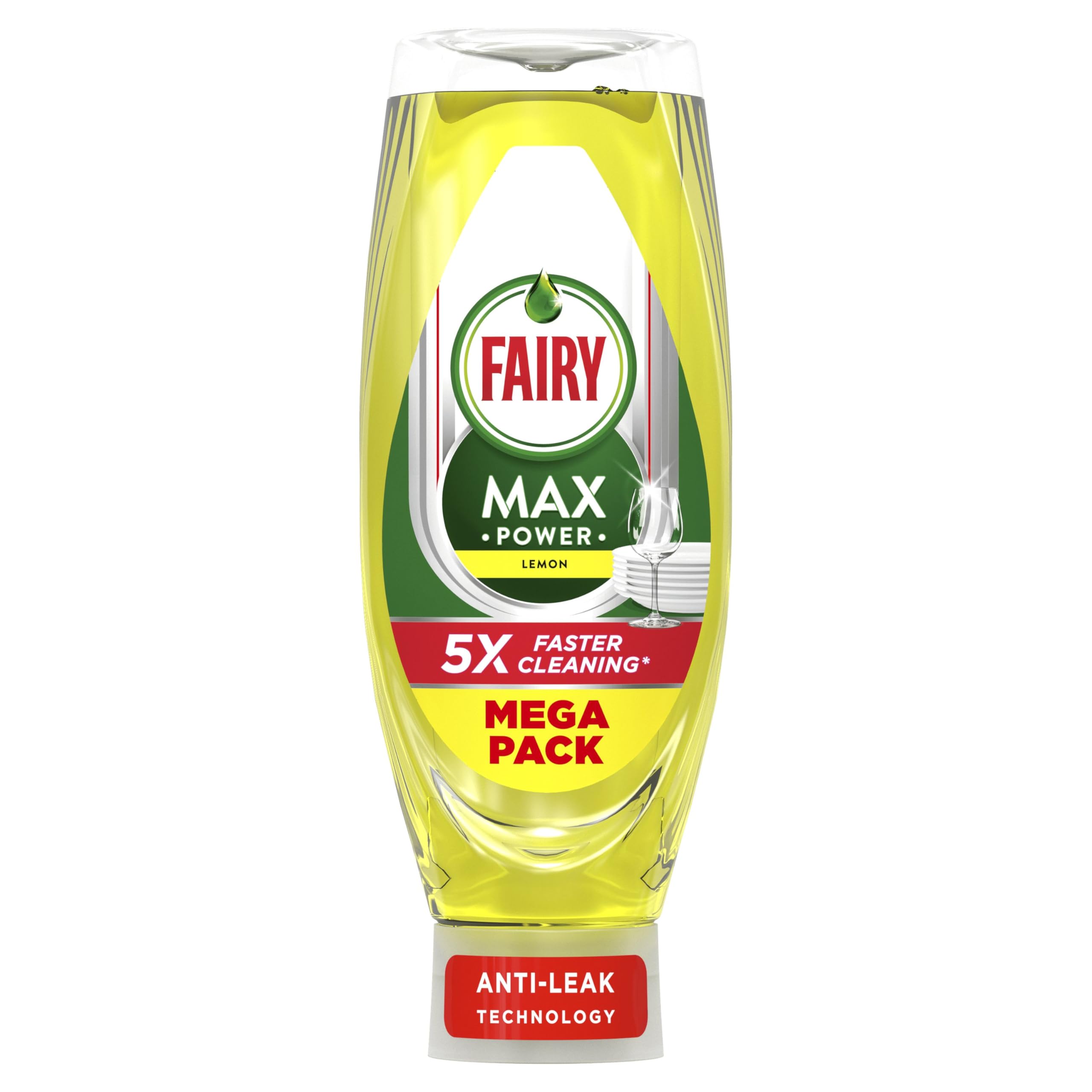 Fairy Max Power Lemon Washing-Up Liquid - 730ml Anti-Grease Formula with Easy Rinse