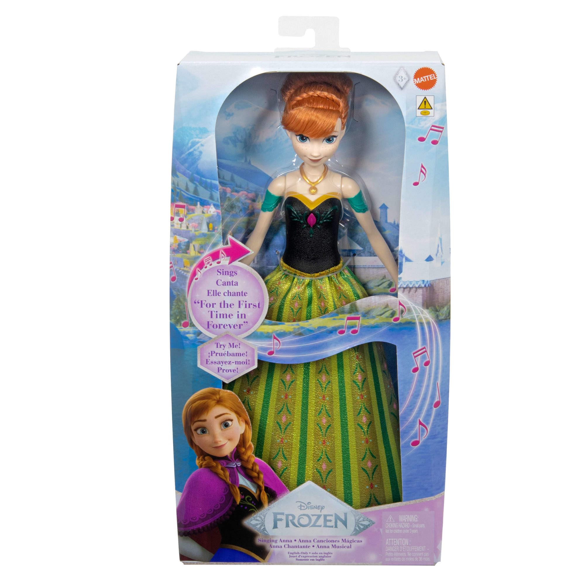 Mattel Disney Frozen Singing Anna Fashion Doll - Posable Doll with Signature Outfit & Brushable Hair
