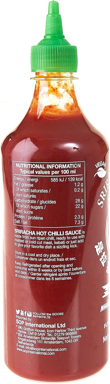 Flying Goose Sriracha Chilli Sauce 730 ml - Vegan, Gluten Free, Spicy, Large Bottle 5