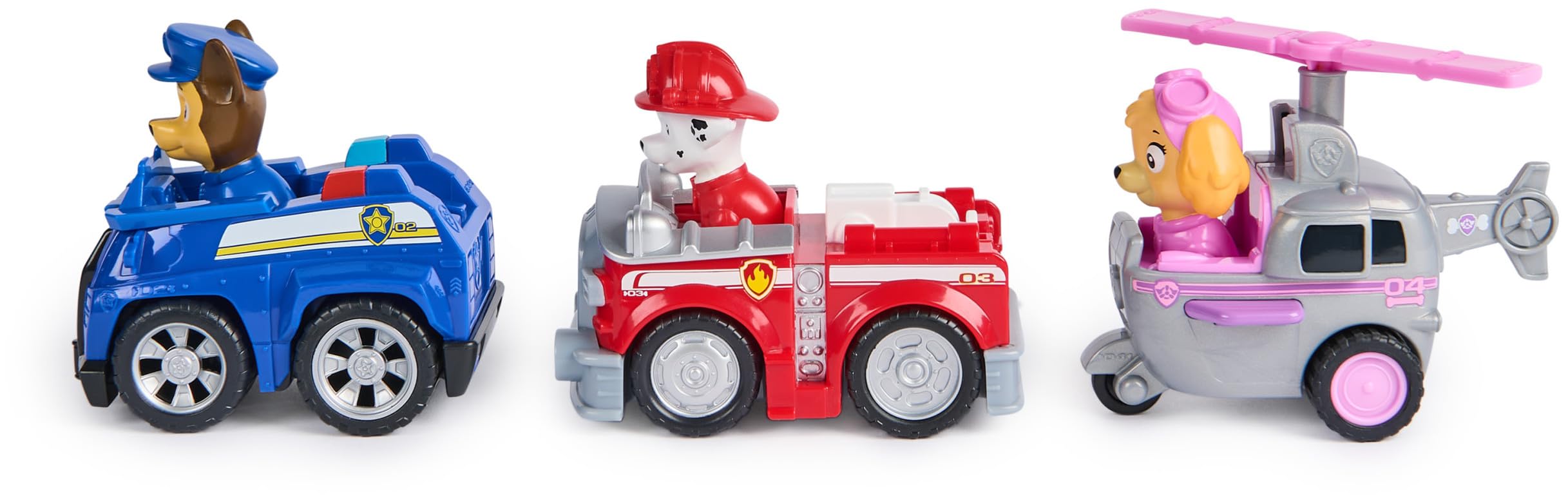 Paw Patrol Deluxe Rescue Racers Triple Pack (Chase, Marshall, Skye) | Pull Back Action | Ages 3+ 3