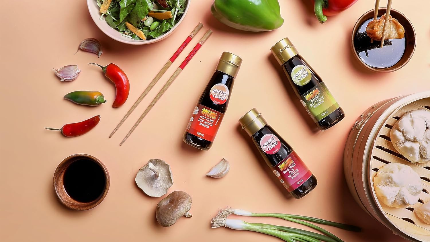 Lee Kum Kee Table Sauce Set – 4×120ml | Oriental Sesame, Hot Chilli, Sweet Soy & Rice Vinegar 6