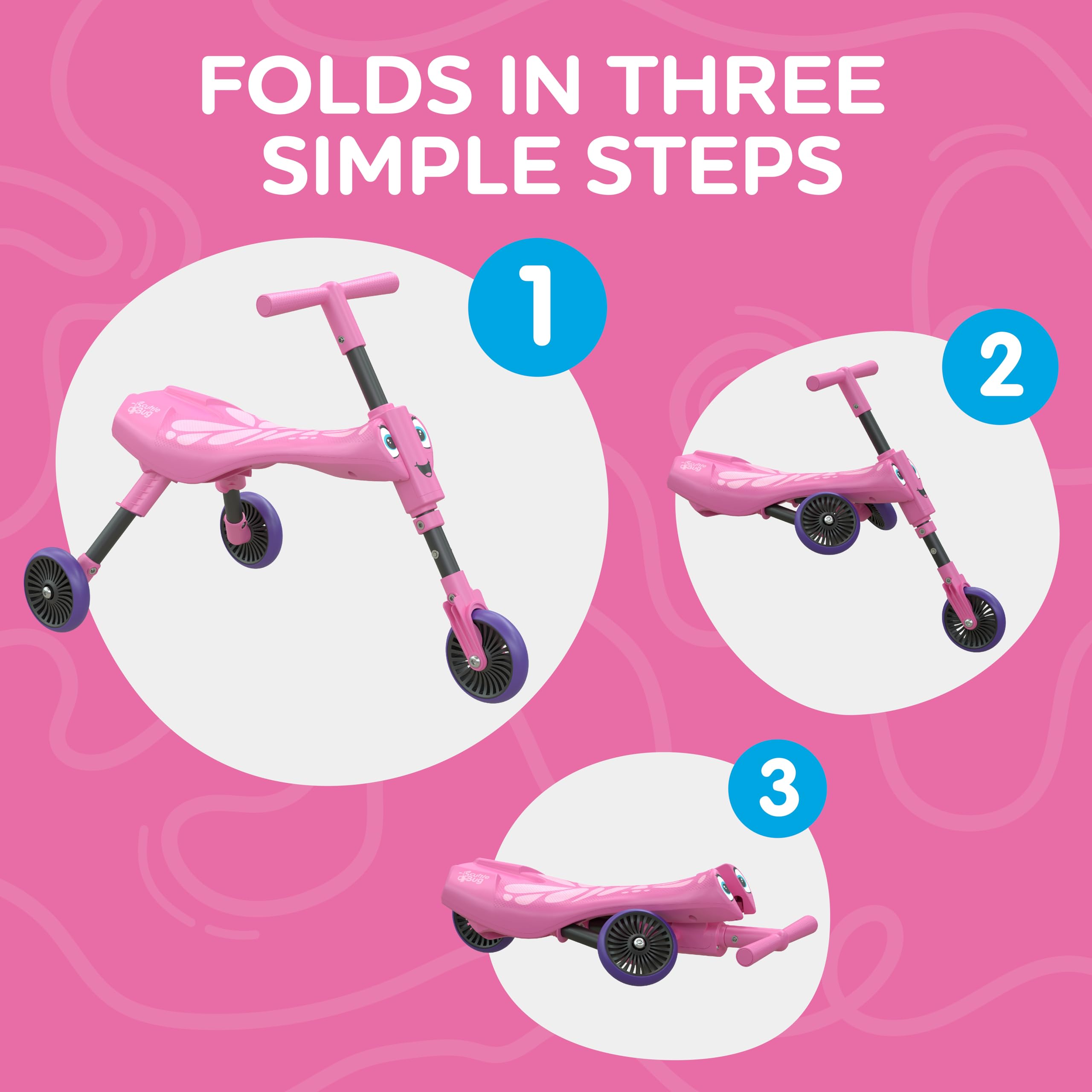Scuttlebug 3-Wheel Foldable Ride-On Tricycle - Butterfly Design for 1+ Year Olds