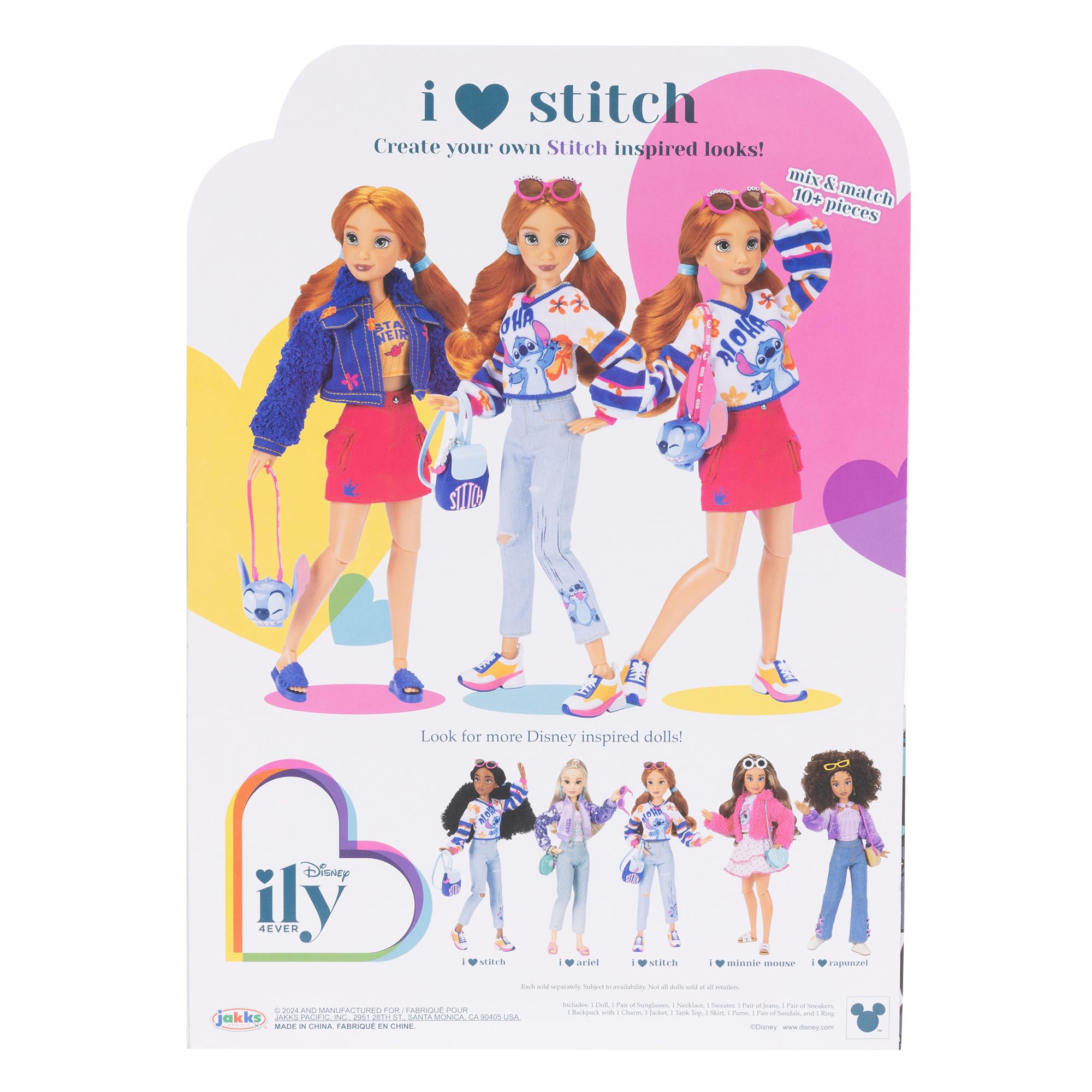 Disney ILY 4EVER Stitch Fashion Doll - 11.5" Tall with Red Hair, 13 Points of Articulation & 2 Outfits