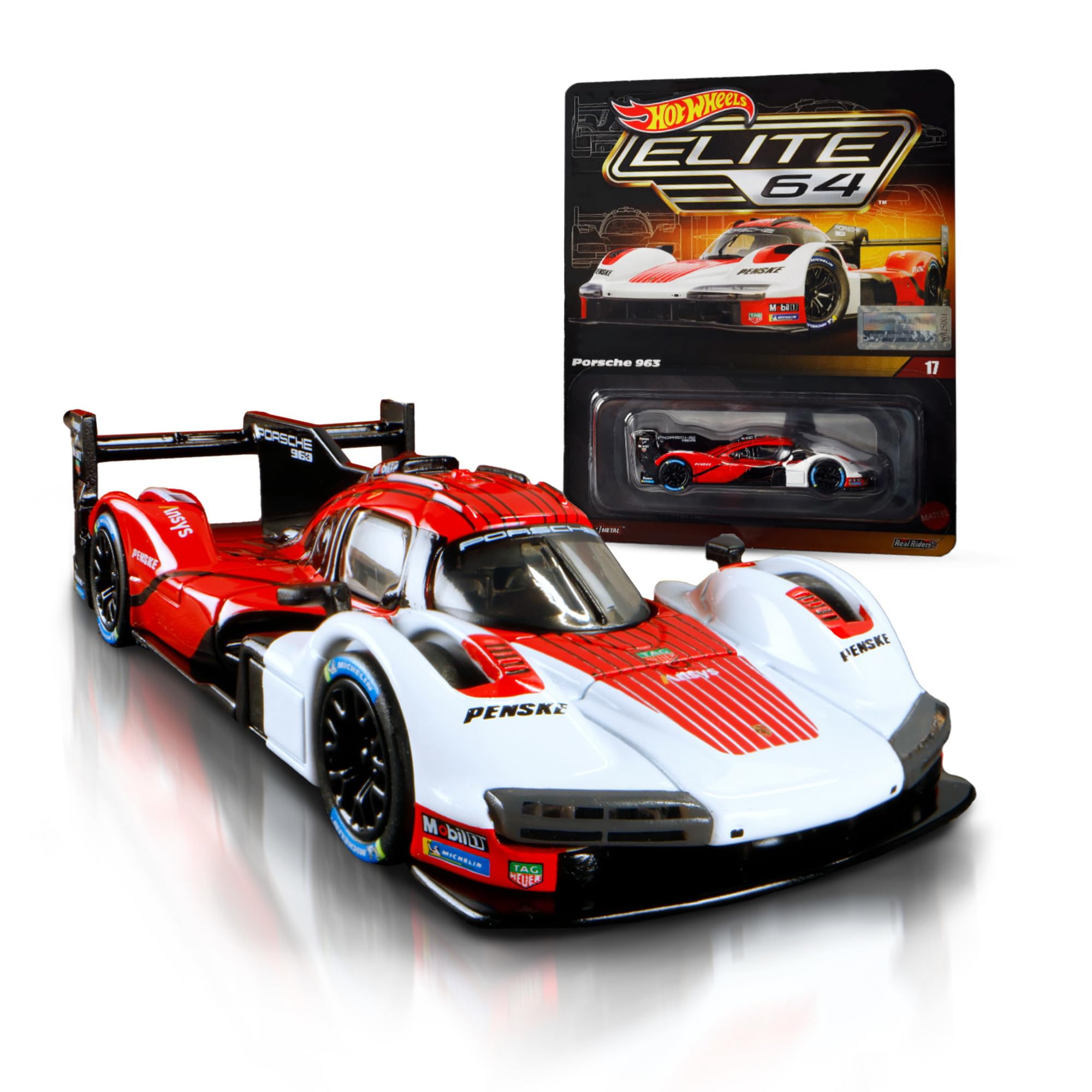 Hot Wheels Elite 64 Porsche 963 1:64 Scale Die-Cast Race Car | Real Riders Wheels | Adult Collector