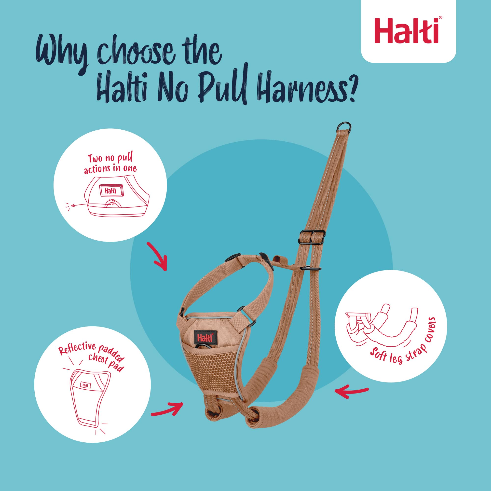 Halti No Pull Harness - Stops Pulling with Front Control Steering | Size M | Desert Sand 3