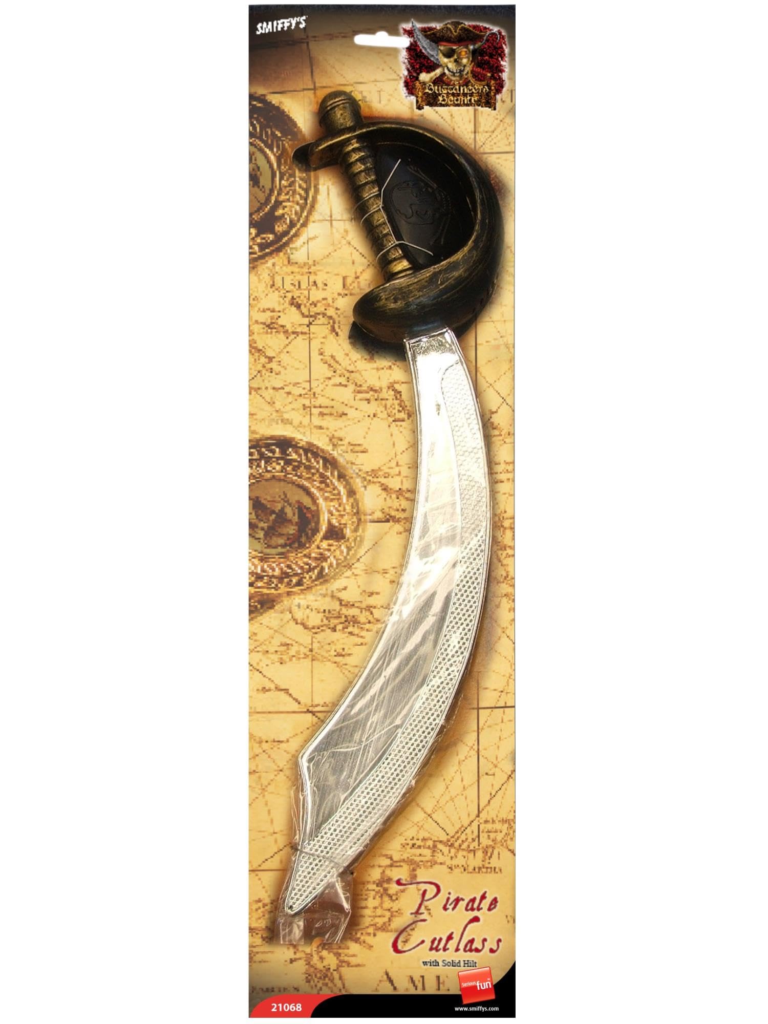 Smiffys Pirate Sword & Eyepatch Set - Silver Cutlass, 46cm | Plastic | Kid