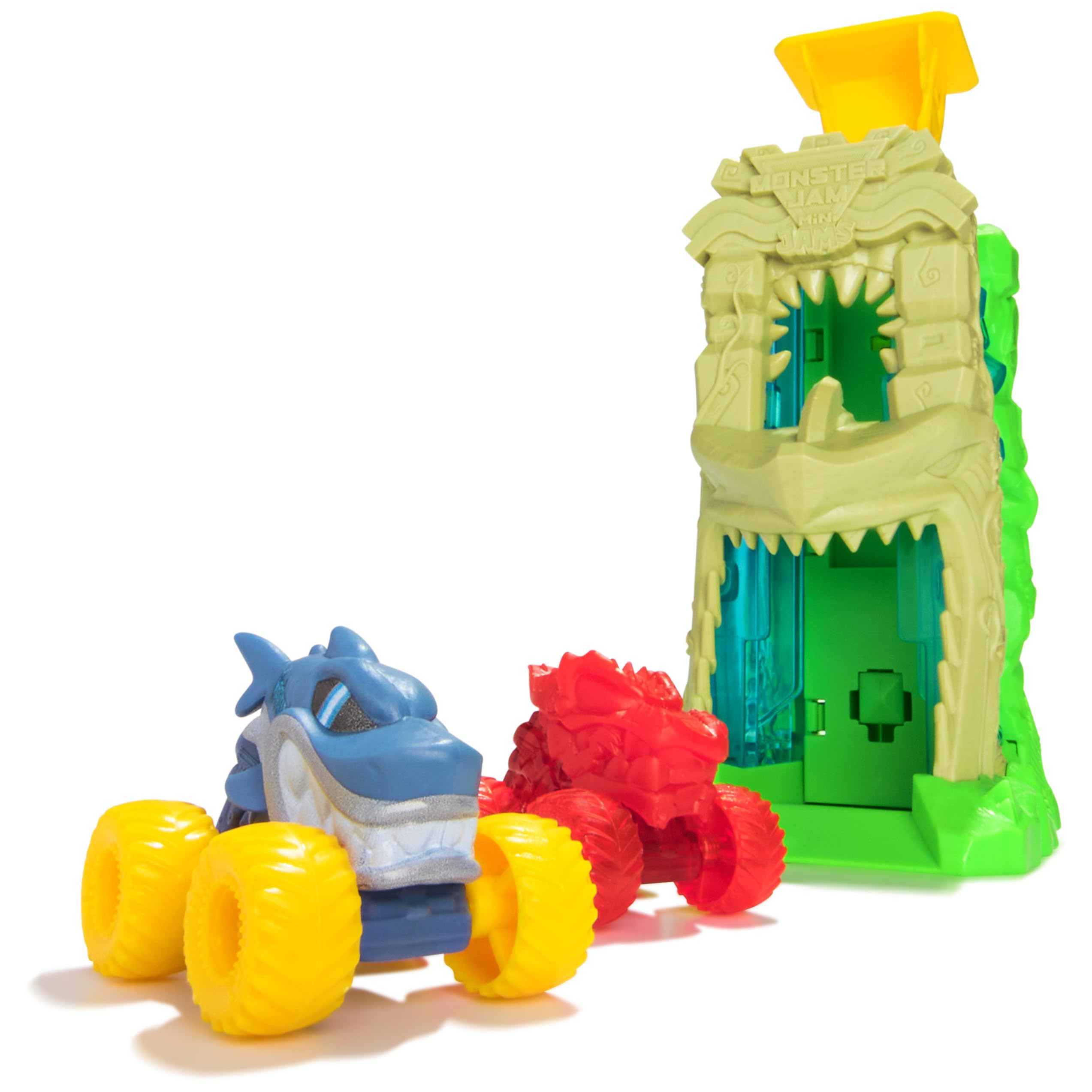 Monster Jam Mini Jams Megalodon Jungle Blaster Launcher Playset - 17.7 cm Rapid Fire Action with 2 Exclusive Trucks 4