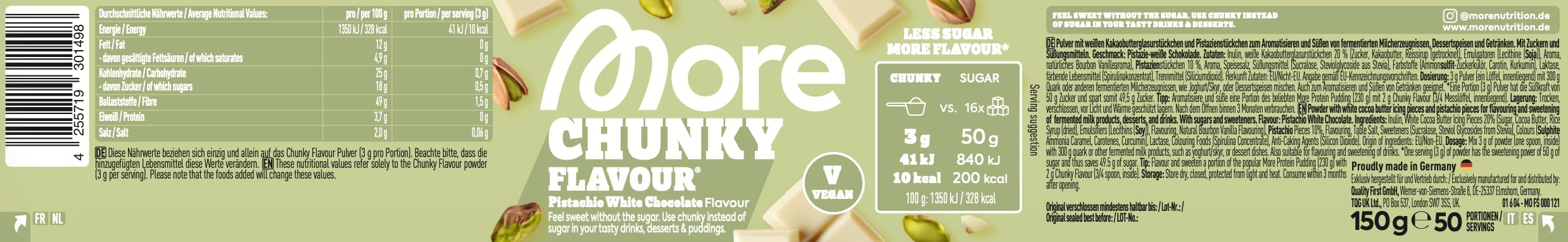 MORE NUTRITION Chunky Flavour - Pistachio White Chocolate | 150 g Powder 4