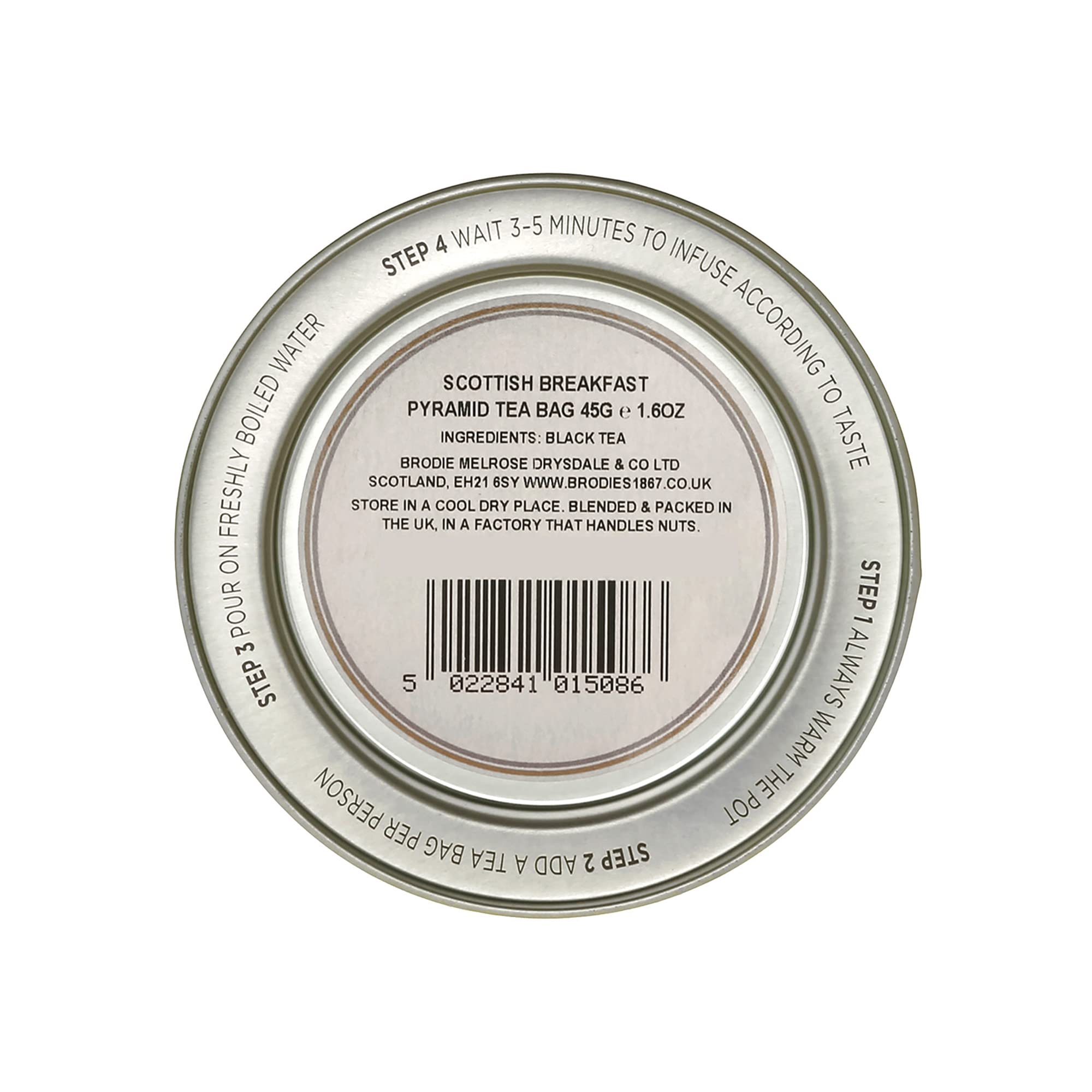 Brodies Scottish Breakfast Tea - 15 Pyramid Tea Bags in Reusable Silver Gift Tin 11