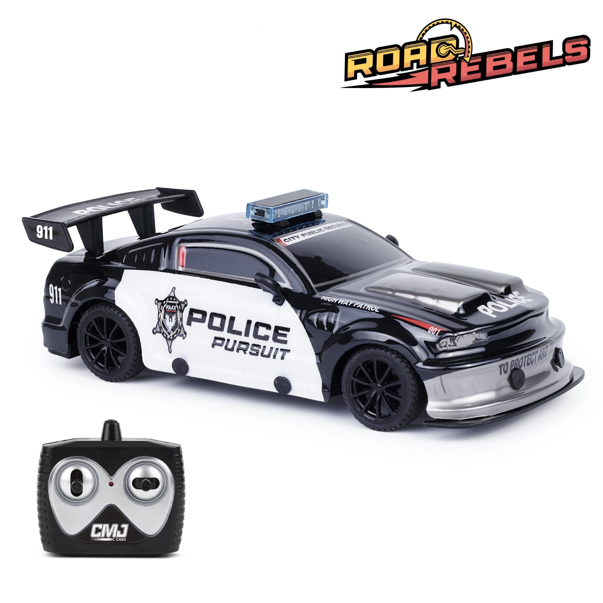 CMJ RC Cars Road Rebel Police Pursuit 1:24 Scale Remote Control Car - High-Speed Drifting & 2.4GHz Multi-Race Capability 3