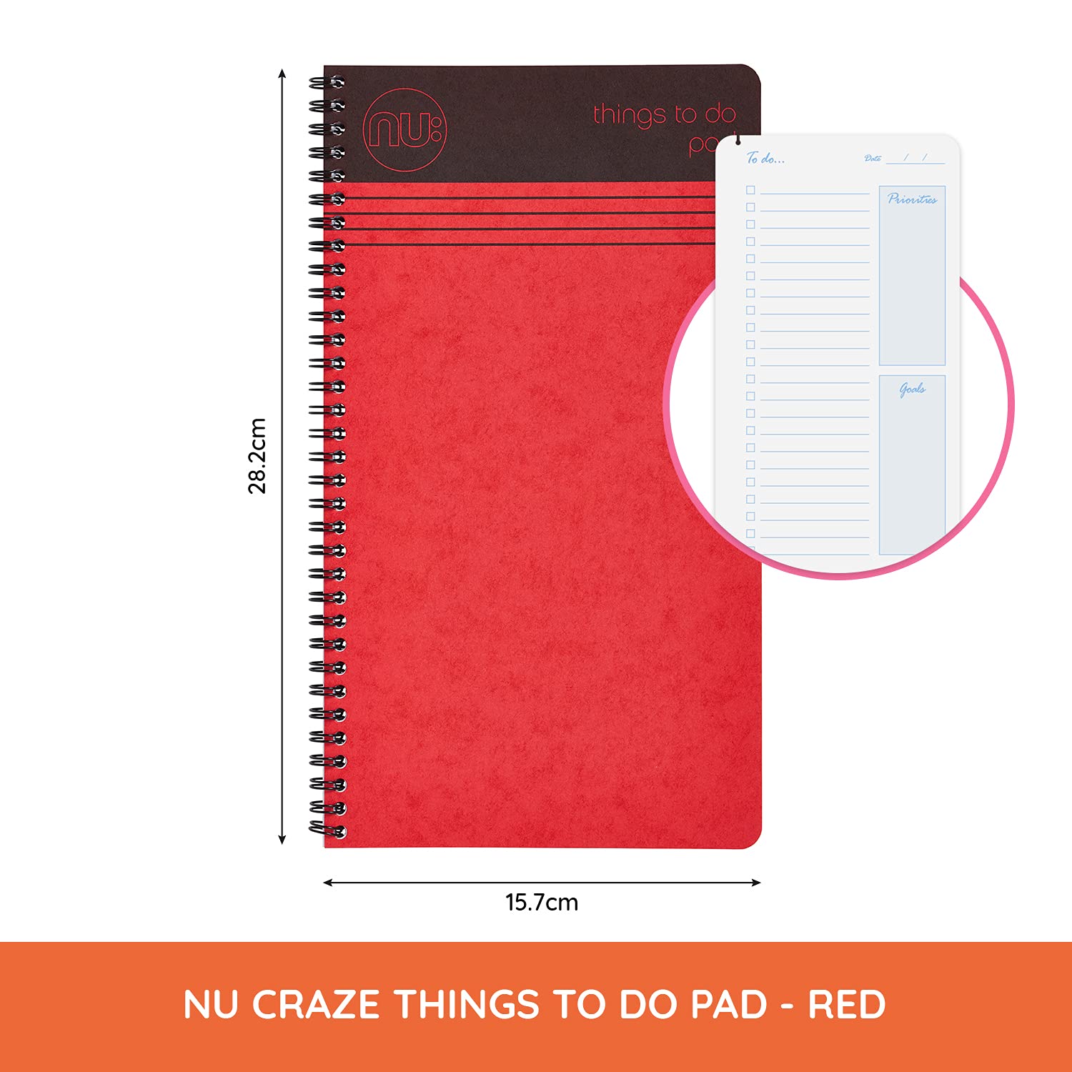 nu: Craze Cloud Things to Do Pad Wirebound Notebook - 80gsm FSC Paper | Perforated Pages | RED 2