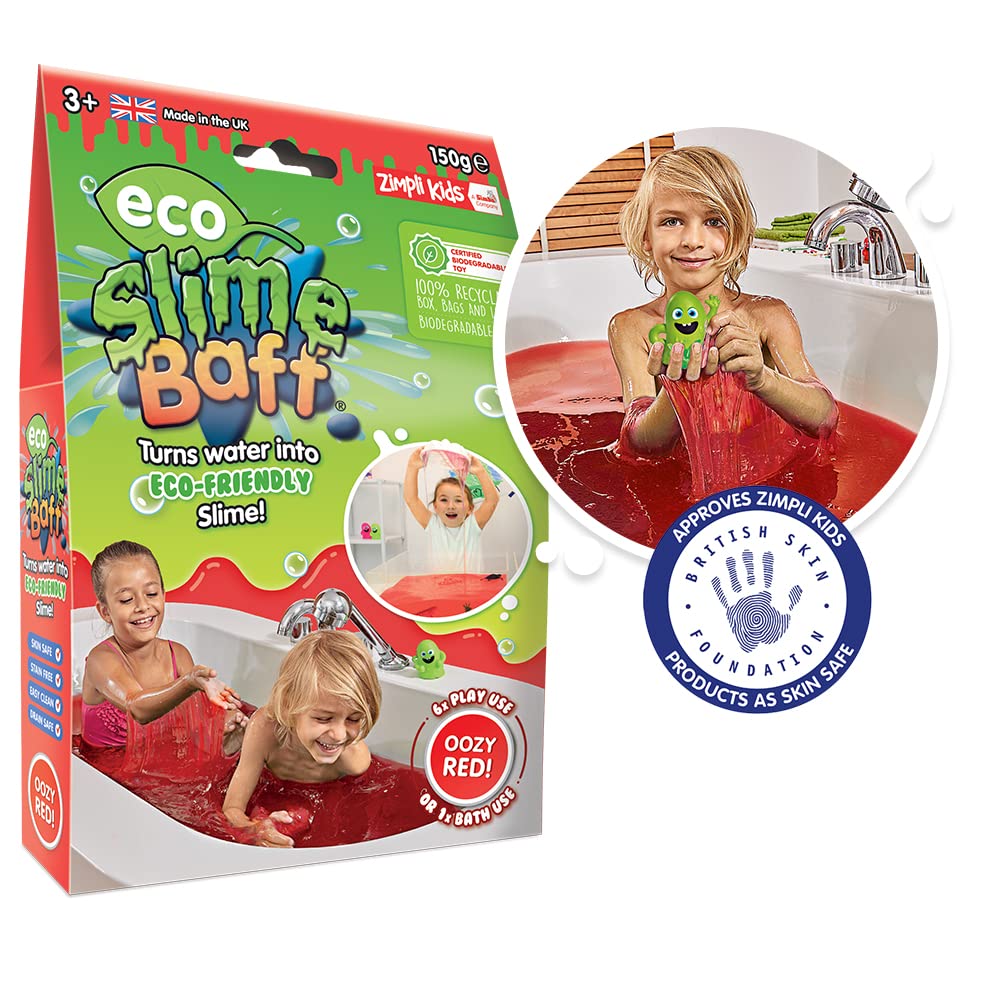 ZIMPLI Eco Slime Baff Red - 1 Bath or 4 Play Uses, Magically Turns Water into Gooey Slime 7
