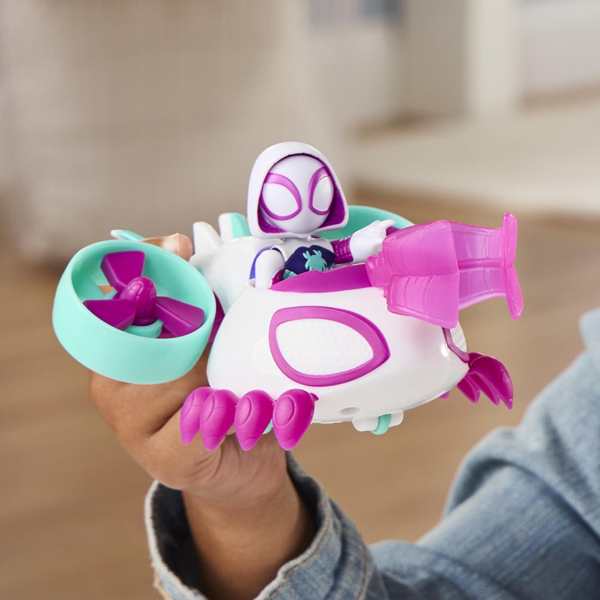 SPIDEY AND HIS AMAZING FRIENDS Ghost-Spider Copter Toy Vehicle with 3-inch Poseable Figure | Ages 3+ 6