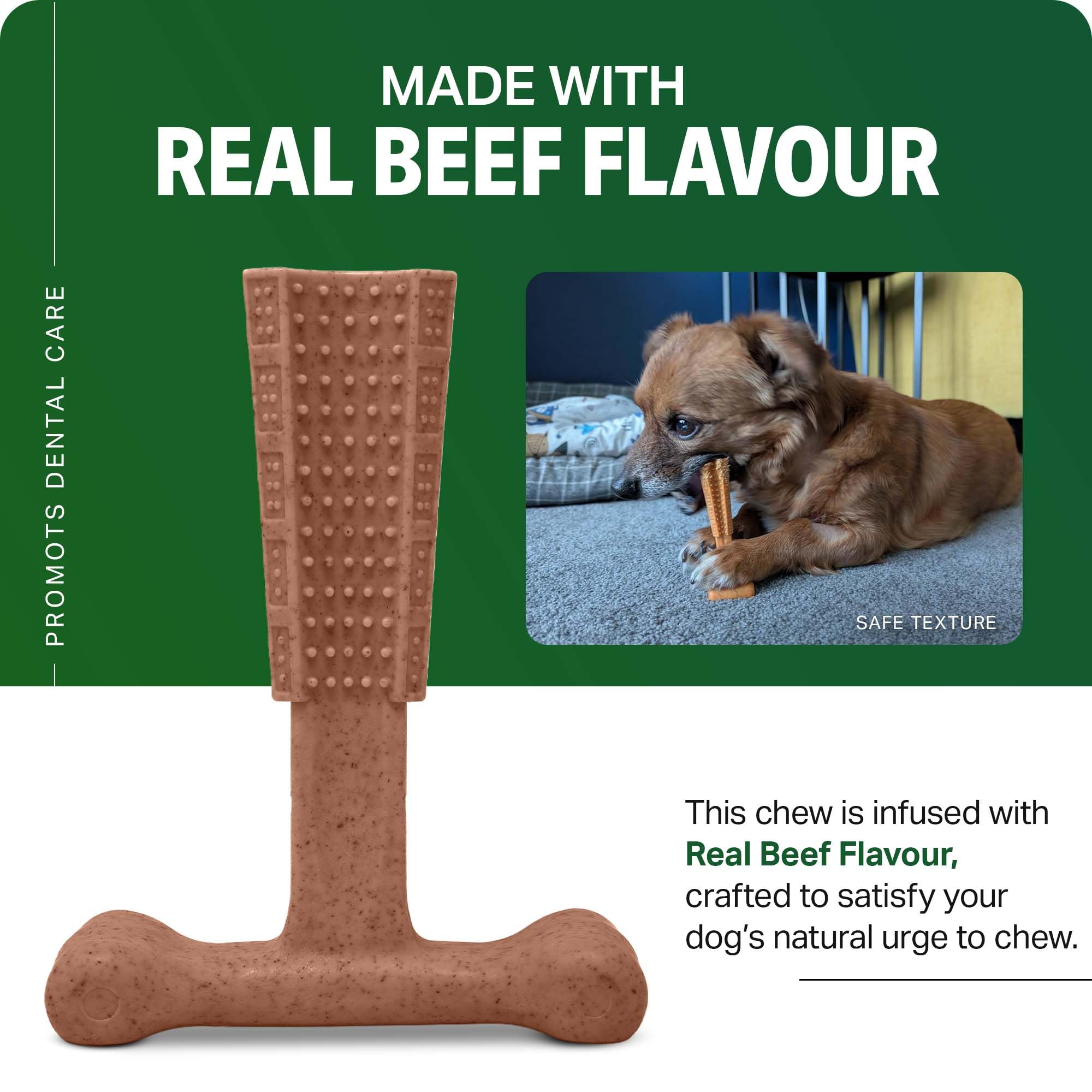Bamboodles T-Bone Dog Chew Toy - Large Size | Durable Nylon & Bamboo Fibre | Beef Flavour 5