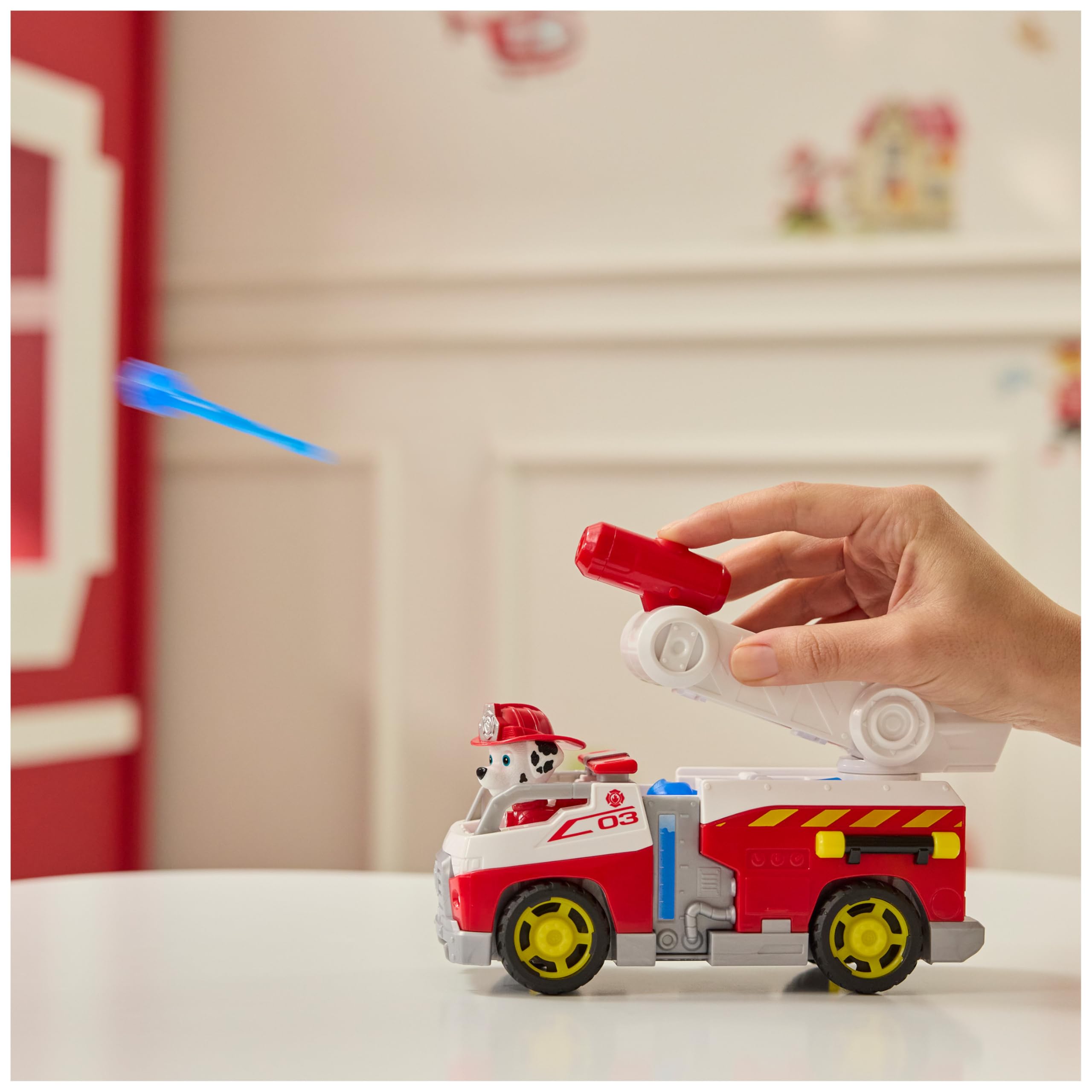 Paw Patrol Marshall Rescue Feuerwehrauto mit Actionfigur und Projektilwerfer – Feuerwehrauto-Spielzeug für Kinder ab 3 Jahren 4
