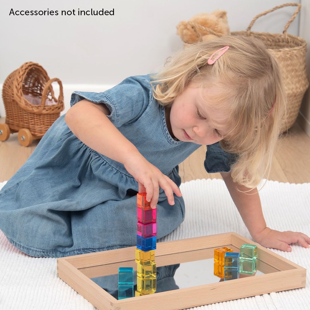 TickiT Gem Cubes - Rainbow Acrylic Stacking Blocks for Toddlers 3+ 6