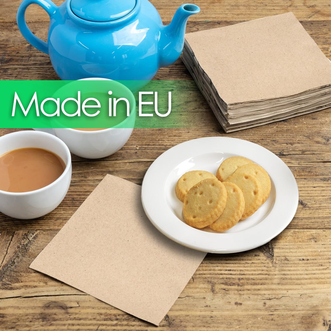 Talking Tables Table Kind 100er-Pack weiche Servietten aus Recyclingpapier, braun, 2-lagig, 33 cm 4