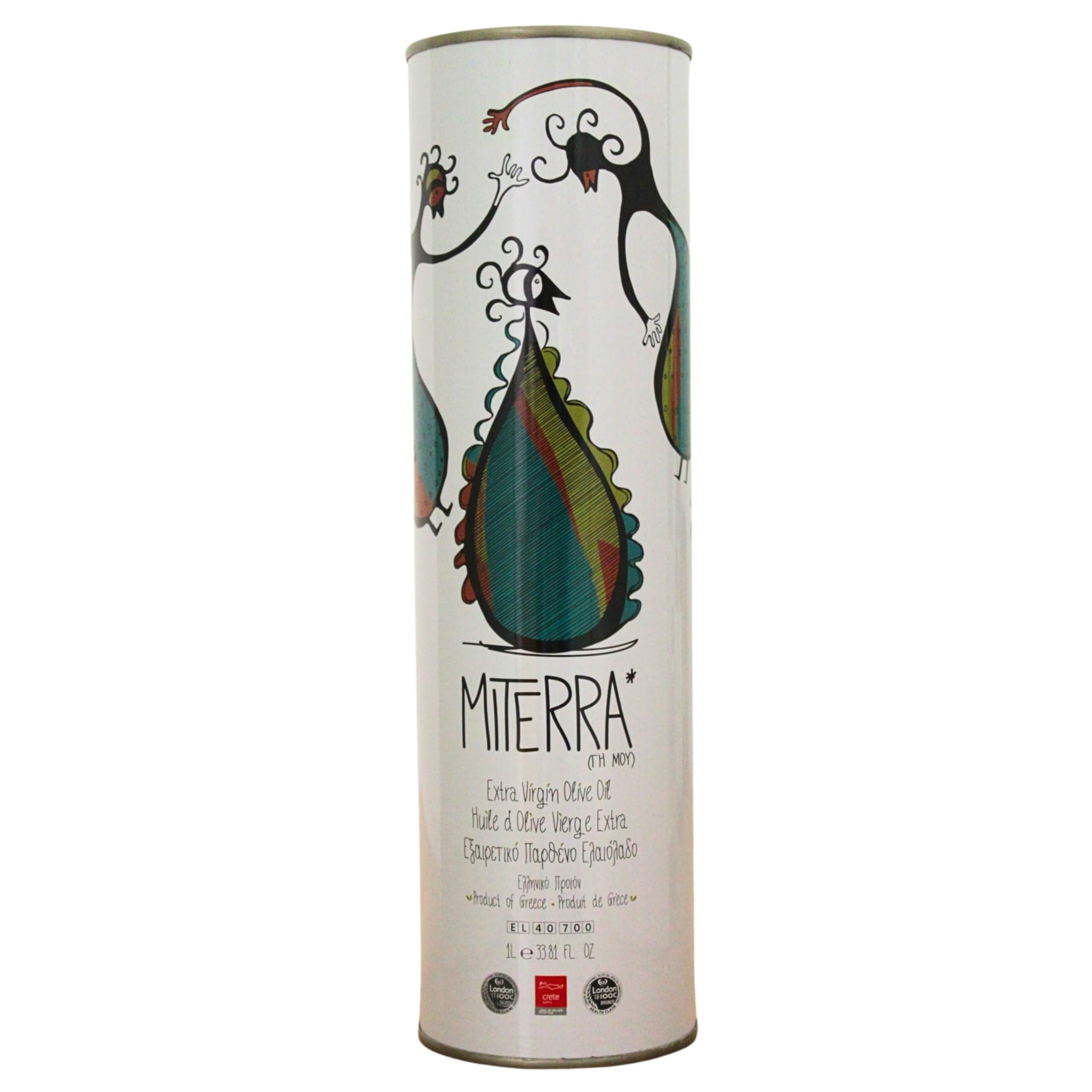 MITERRA Cretan Extra Virgin Olive Oil – 1 Litre Tin, Cold-Pressed Koroneiki Olives