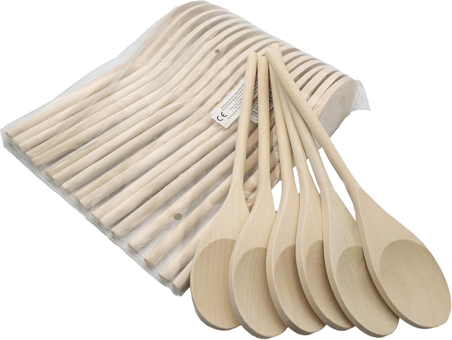 Anthony Peters AP766WS Pack of 18 Wooden Crafting Spoons - Natural FSC Beechwood for Arts & Crafts