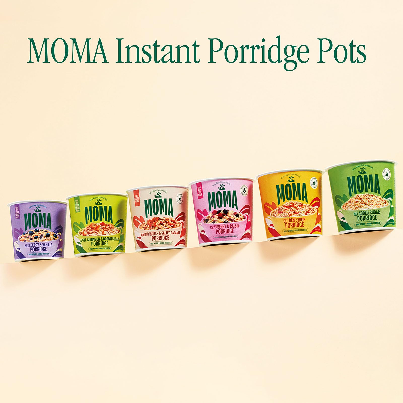 MOMA Instant Porridge-Becher Golden Syrup – 12 x 70 g – Glutenfrei, ballaststoffreich, Proteinquelle 3