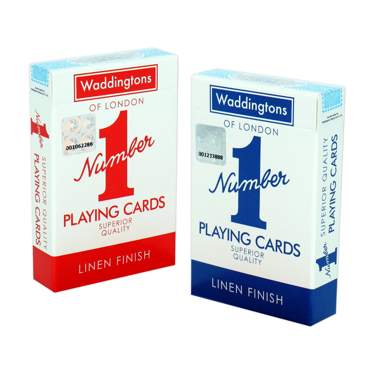 Waddingtons Number 1 Playing Cards - Classic Red & Blue Twin Pack | Linen Finish | Standard Edition