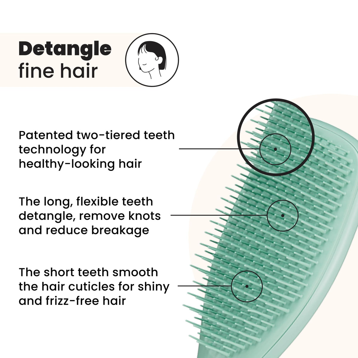 Tangle Teezer Fine & Fragile Detangling Hairbrush - Gentle Detangling for Fine, Thin, Colored Hair | Dark Teal
