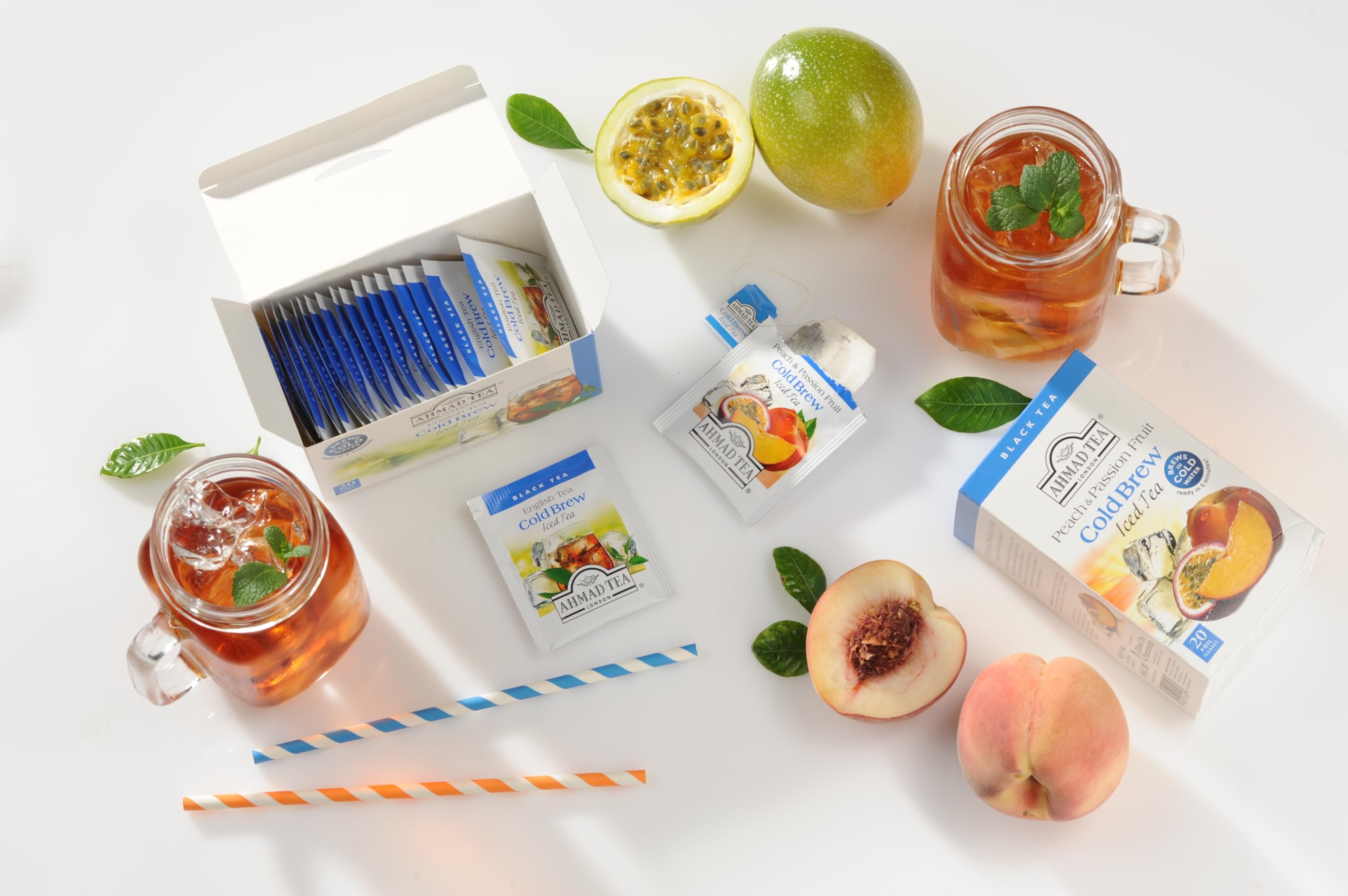 Ahmad Tea Peach & Passion Fruit Cold Brew Black Tea - 20 Teabag Sachets