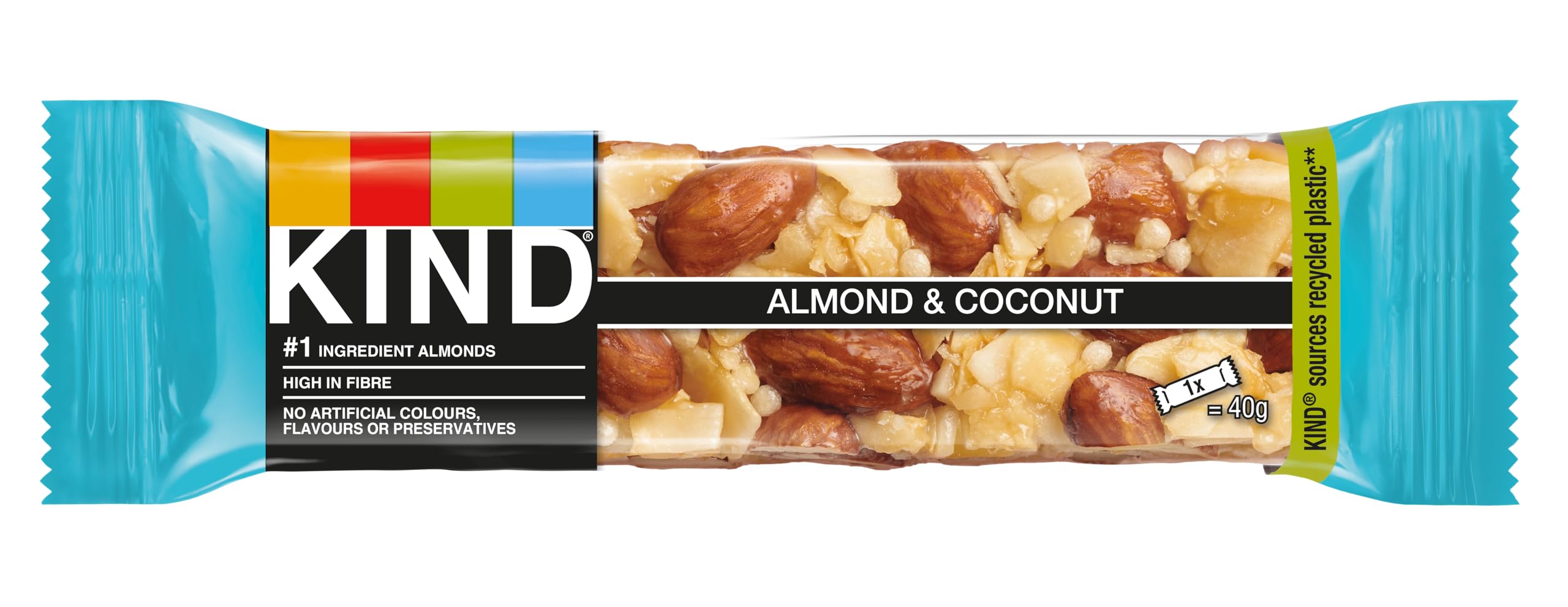 KIND - Almond & Coconut Gluten Free Snack Bars, High Fibre, No Artificial Ingredients, Multipack 12 x 40g 3