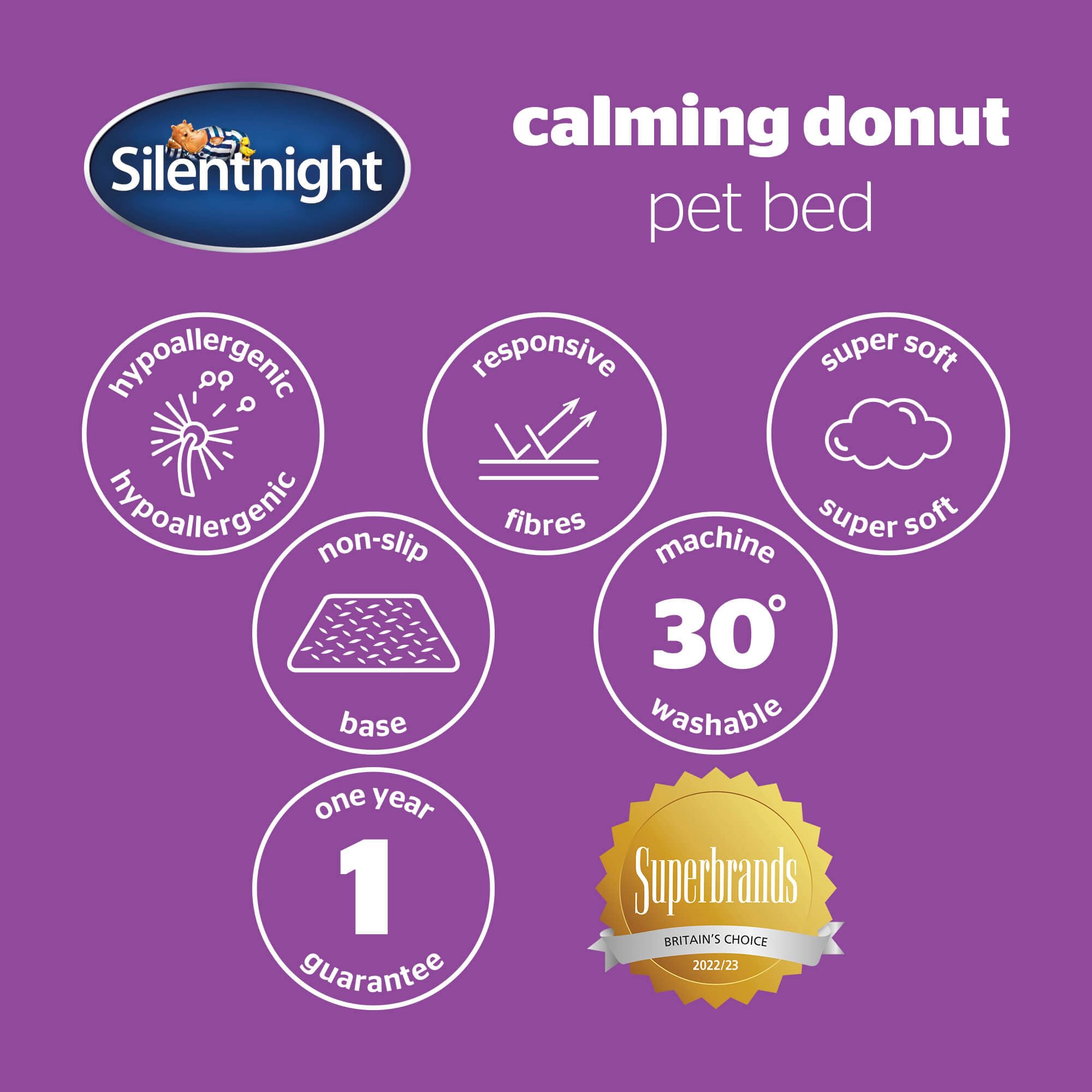 Silentnight Donut Calming Dog Bed - Grey, 70 x 20 cm | Anxiety Relief | Machine Washable 9