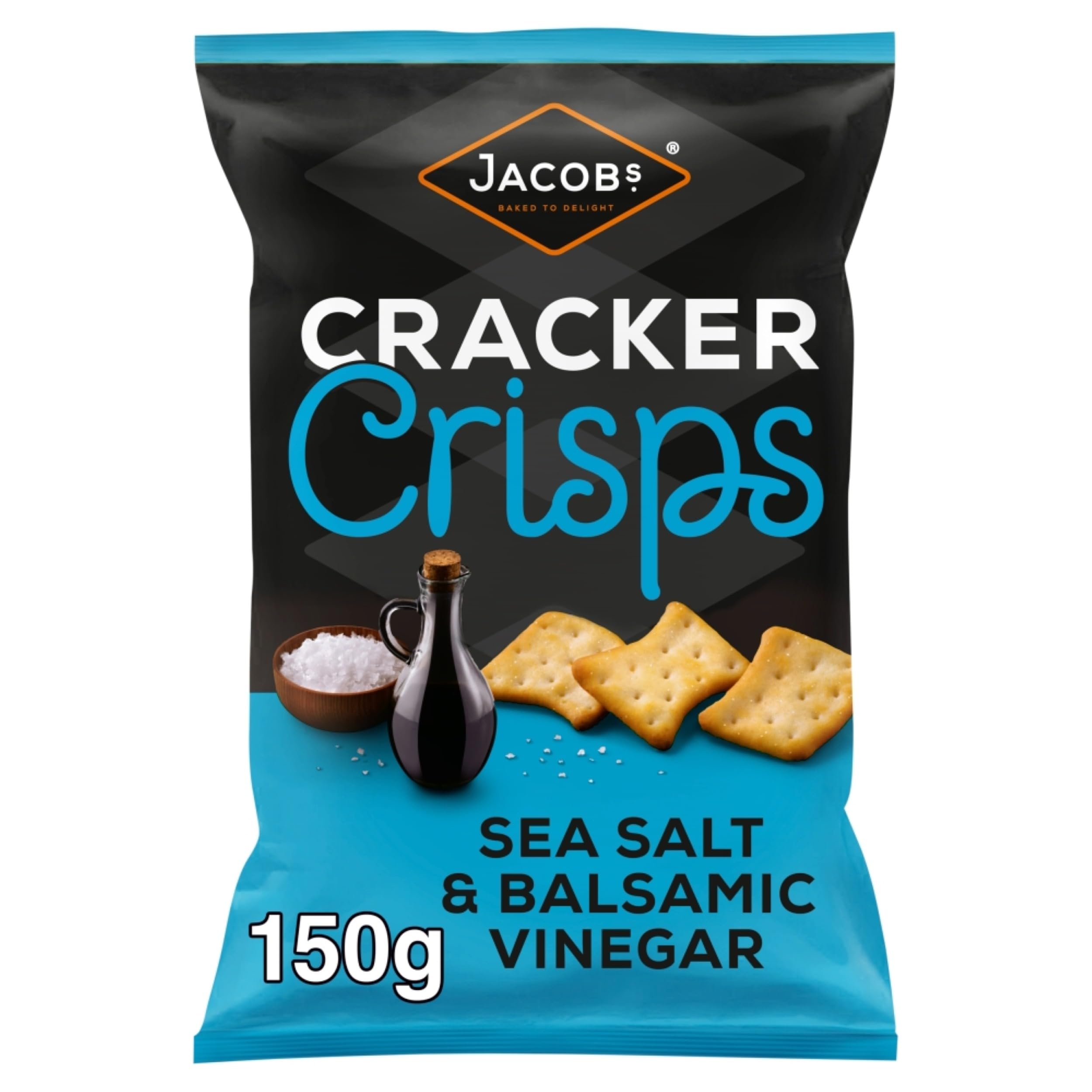 Jacob's Cracker Crisps Sea Salt & Balsamic Vinegar Flavour, 150g Sharing Bag