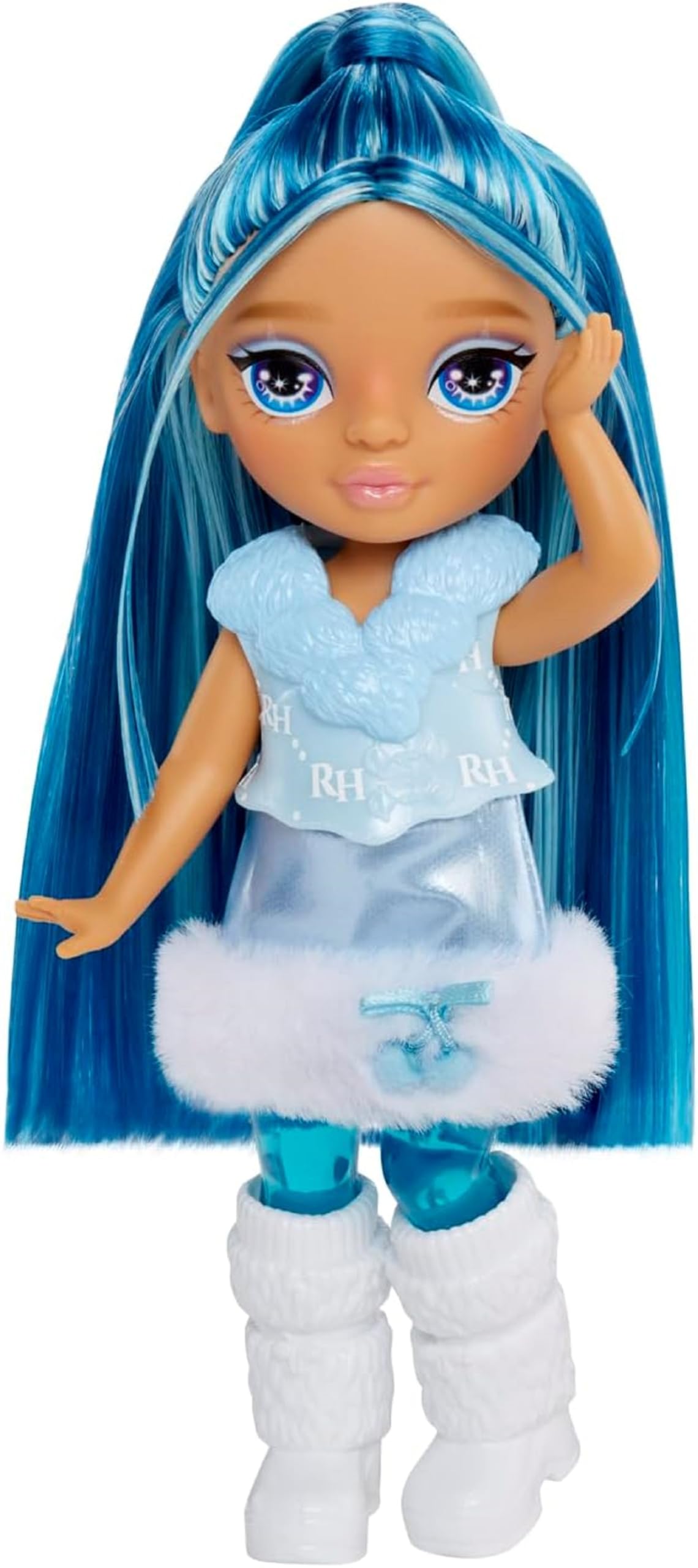 Rainbow High Littles Rainbow Fantasy Fairies & Pet - Sapphire Blue 14cm Posable Doll with Interchangeable Wings