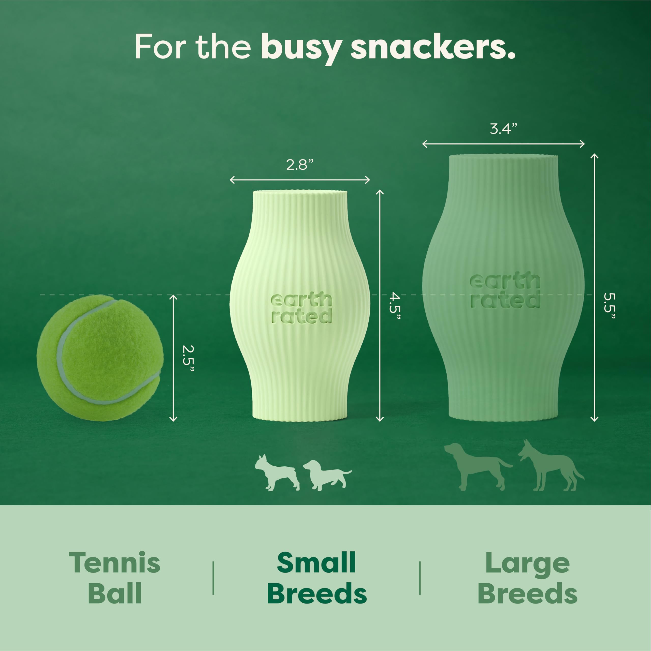 Earth Rated Treat Dispensing Dog Toy - Interactive Enrichment for Small Dogs | Natural Rubber | Green 3