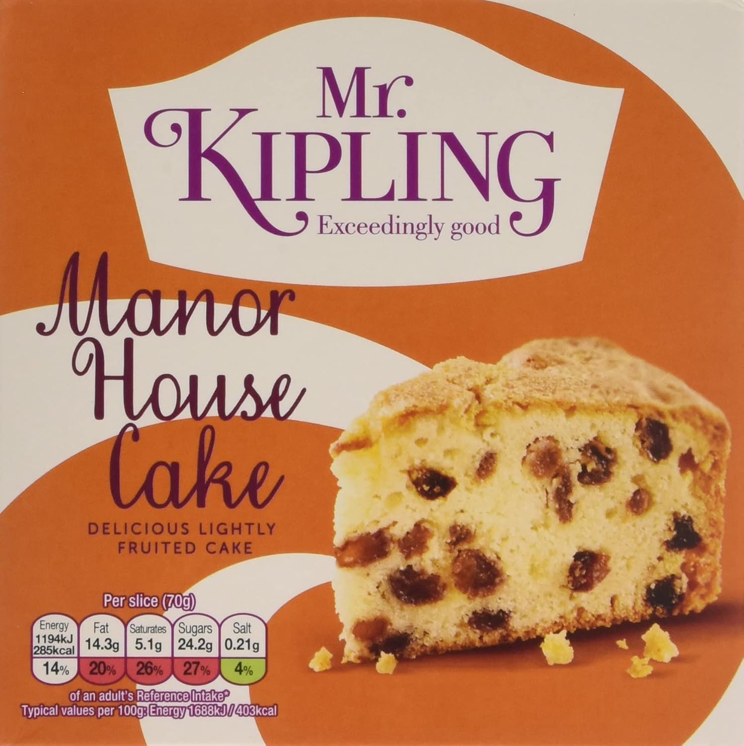 Mr Kipling Manor House Cake - Golden Sponge with Sultanas & Demerara Sugar, 390g