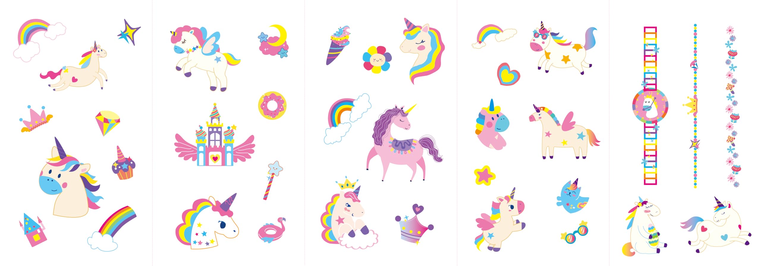 Avenir Unicorn Temporary Tattoos & Nail Stickers Set for Kids Ages 3+ | 260+ Decals