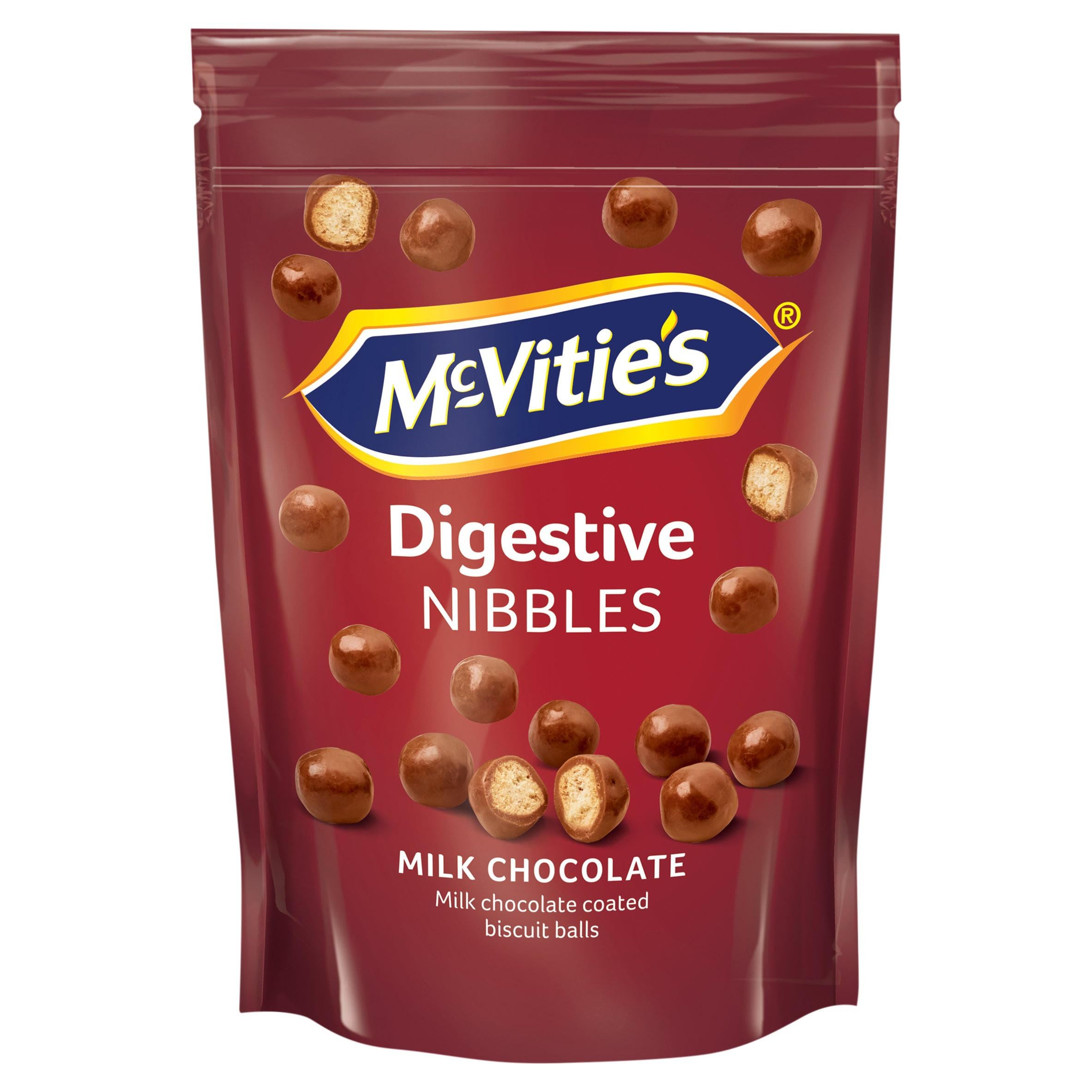 McVitie's Digestives Nibbles Milk Chocolate Coated Biscuit Balls - 80g Pouch | Vegetarian