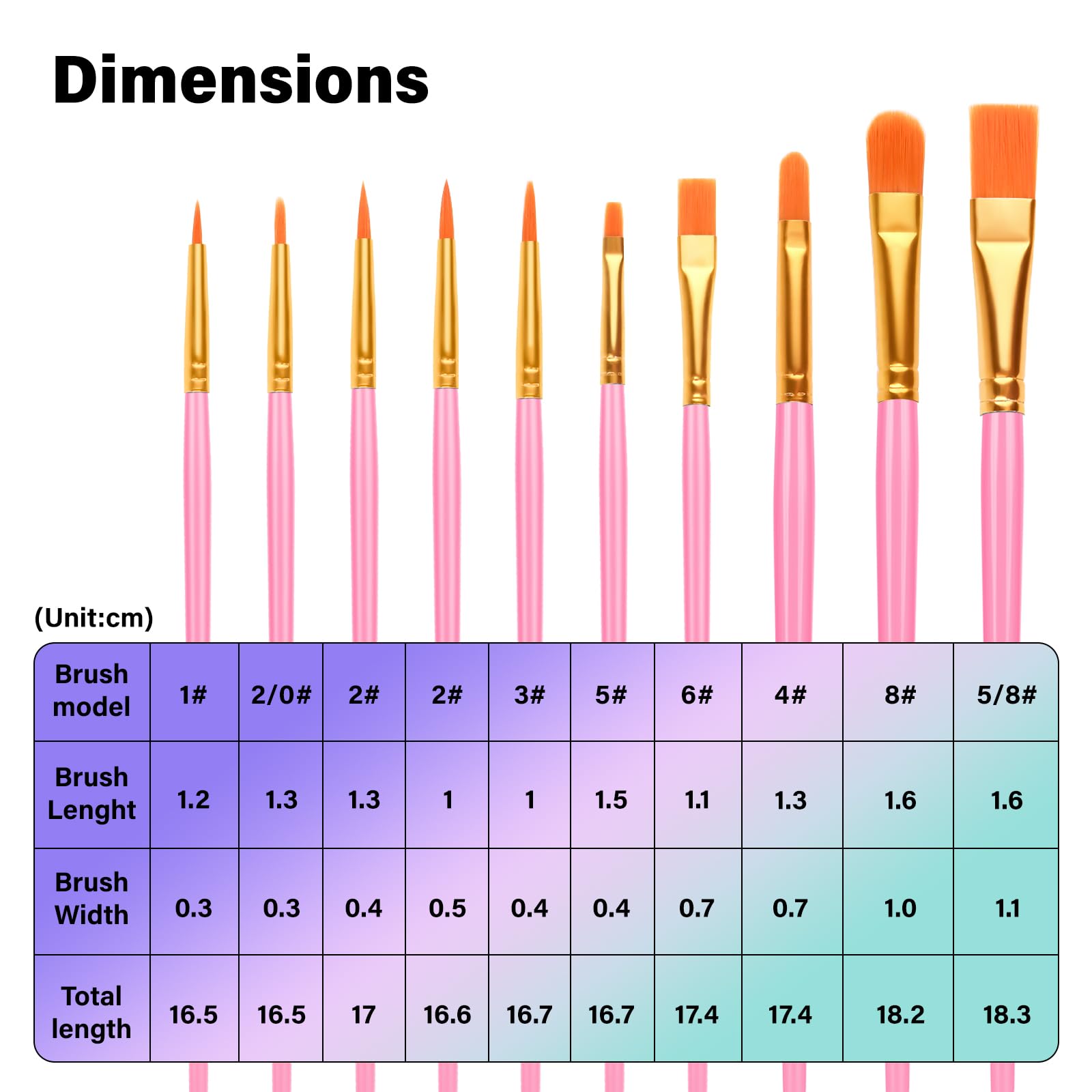 Admygo 20 PCS Paint Brush Set - Nylon Hair, Flat Art Brushes for Watercolor & Oil