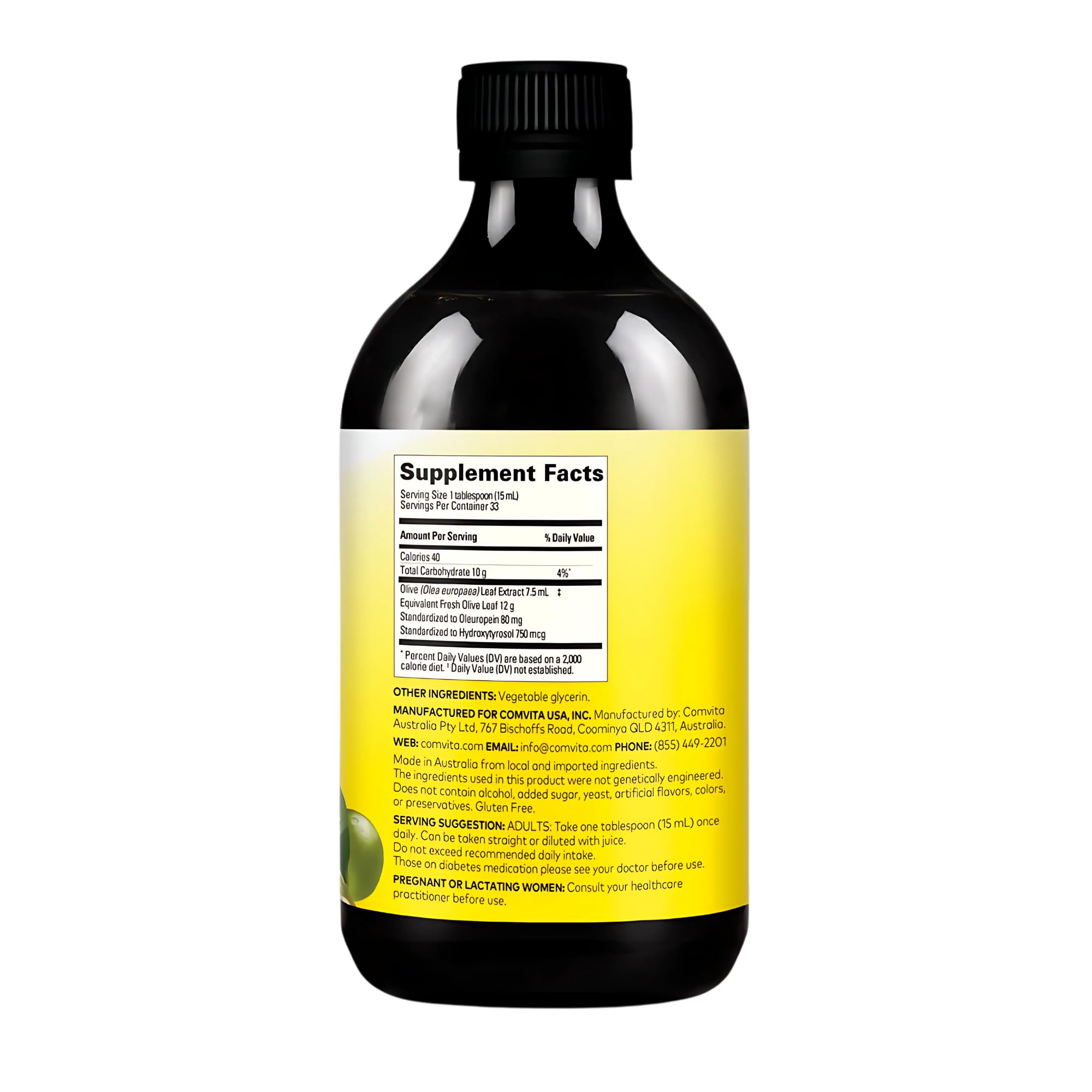 COMVITA Natural Olive Leaf Extract Liquid - 500ml | 66mg Oleuropein per Dose | Supports Blood Pressure
