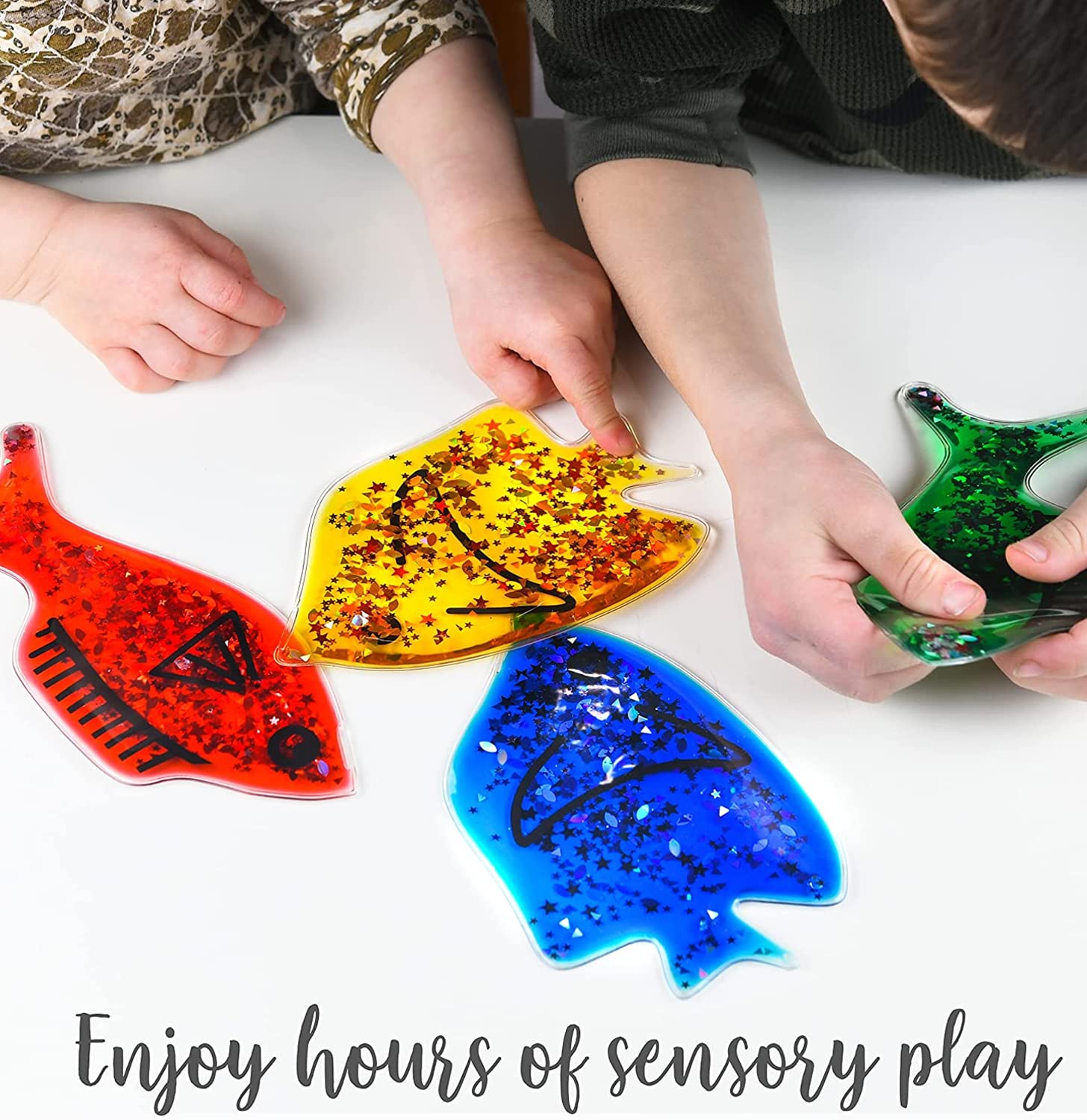 Gel Squidgy Sparkle Sensory Fish Fidget Toys - 4 Pack for Tactile Play 3