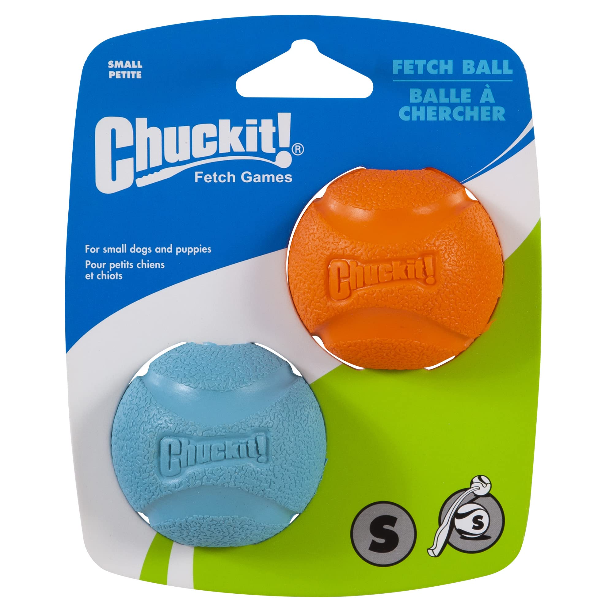 Chuckit! Fetch Ball Dog Toy - Durable Rubber for Small Dogs | Launcher Compatible | Pack of 2