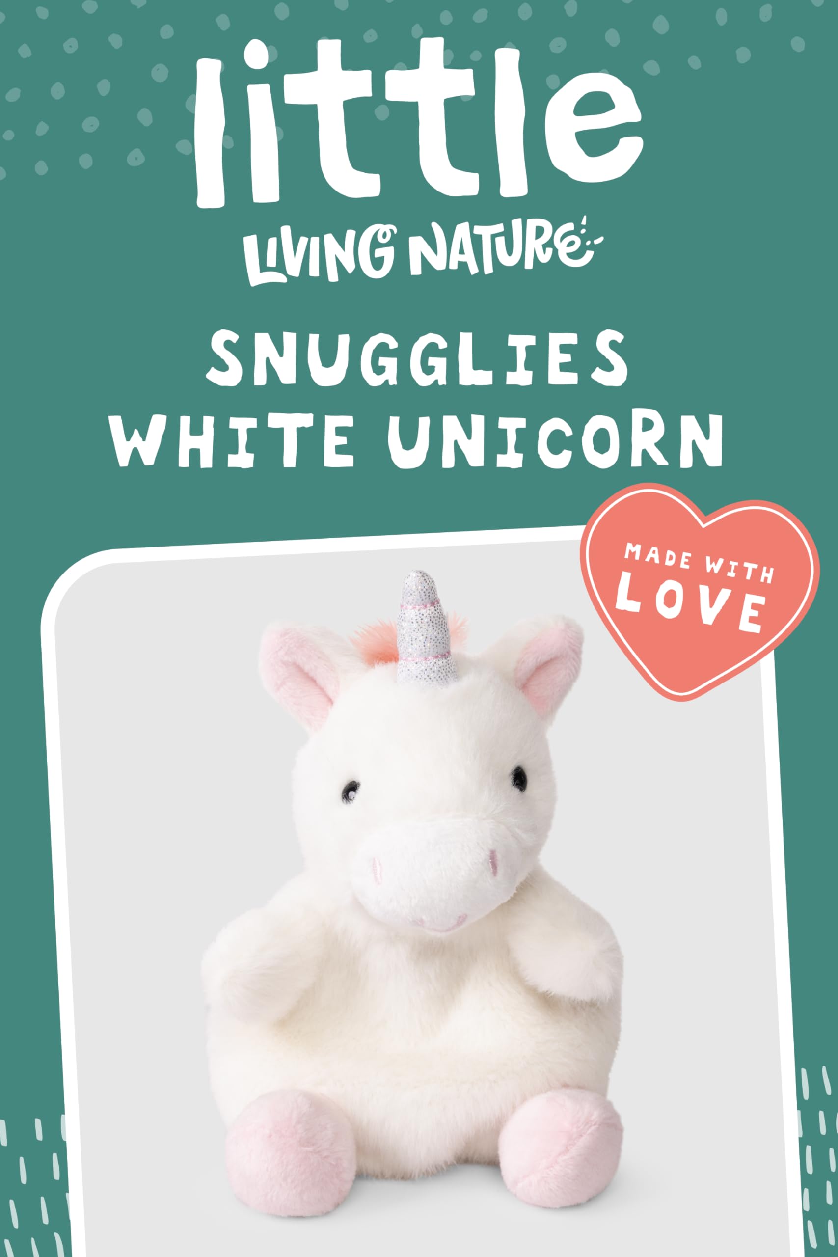 Living Nature Little Snugglies White Unicorn Plush Toy - Soft Stuffed Animal for Kids 0+ 8