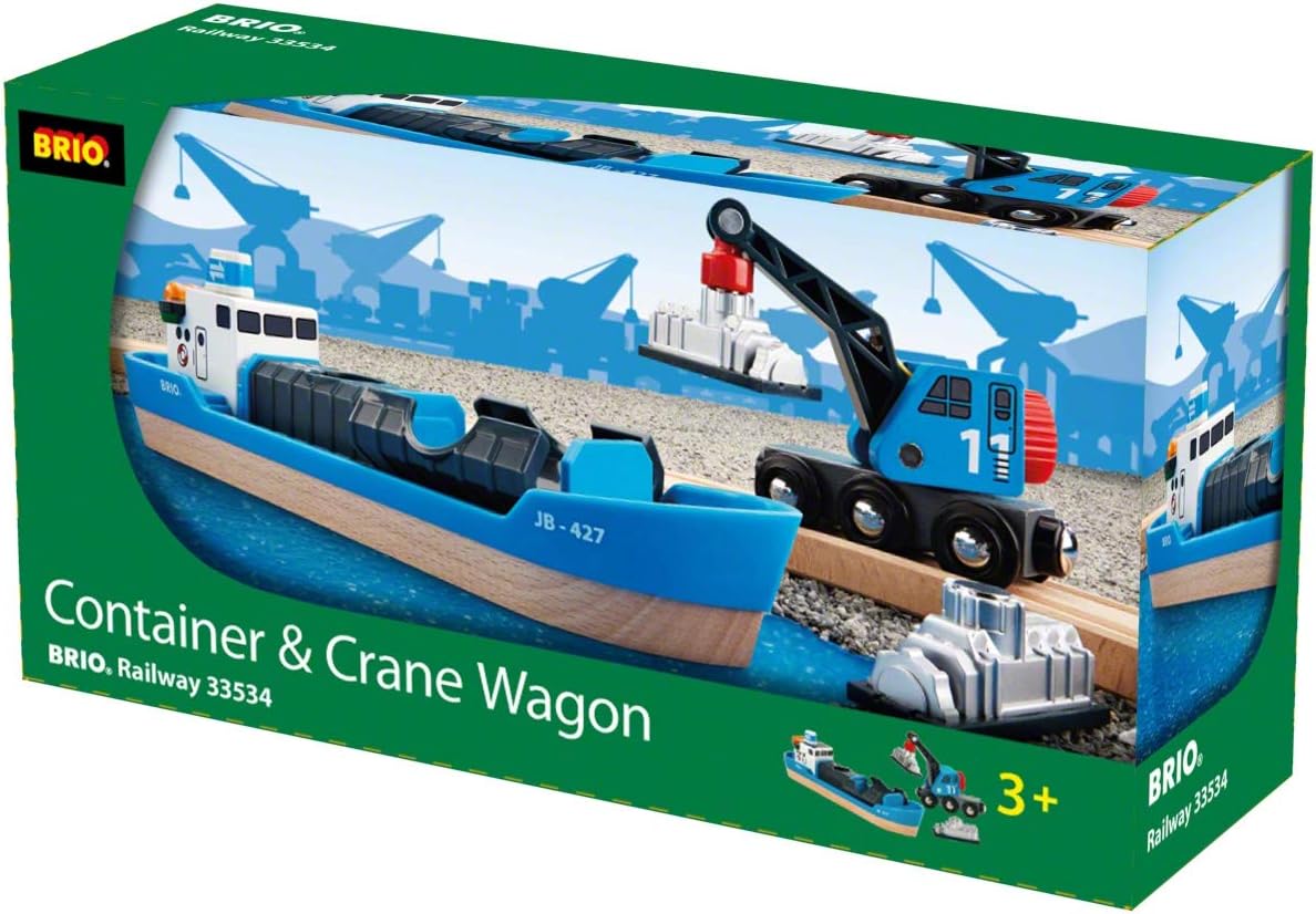 BRIO World Harbour Freight Ship and Crane Wooden Train Set Accessory 8