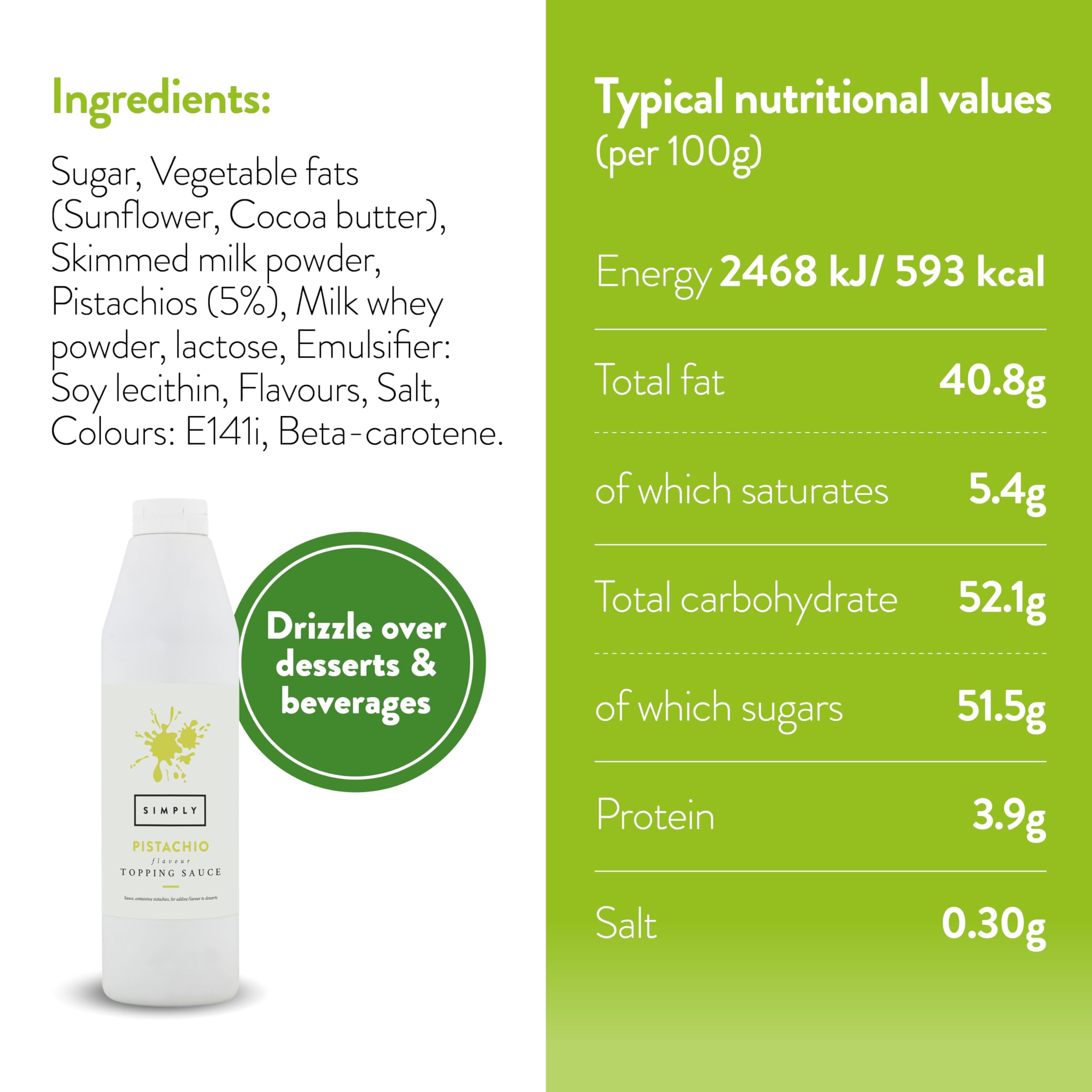Simply - Pistachio Topping Sauce, Ready-to-Use Dessert Sauce for Ice Cream, Waffles & Drinks 4