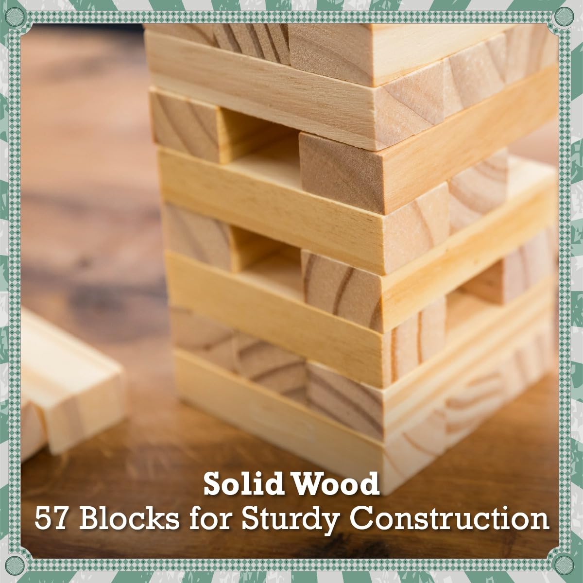 Toyrific Stack and Fall Tumble Tower Game with 54 Wooden Blocks 10