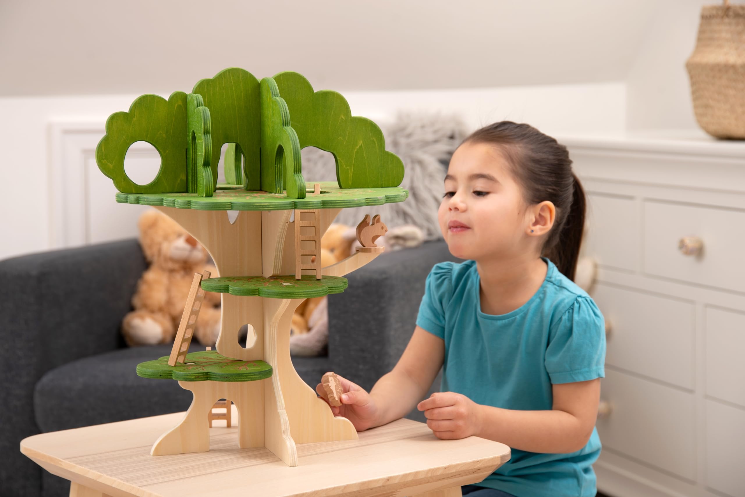 tickit Woodland Trail Tree House - 3-Tier Wooden Playset for Ages 3+ 3