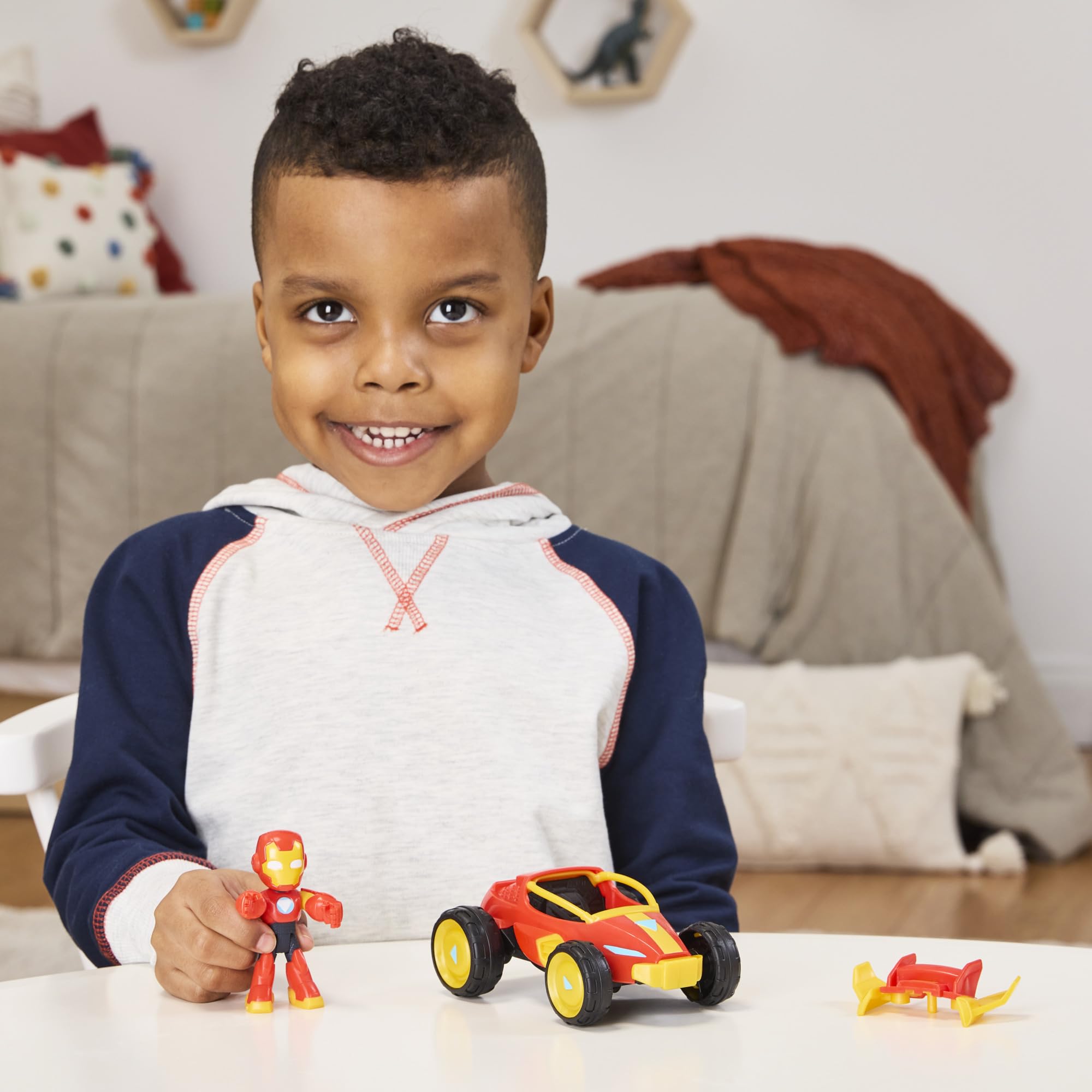 Marvel Iron Man Figure with Vehicle - Spidey and His Amazing Friends 3-Inch Action Playset 3