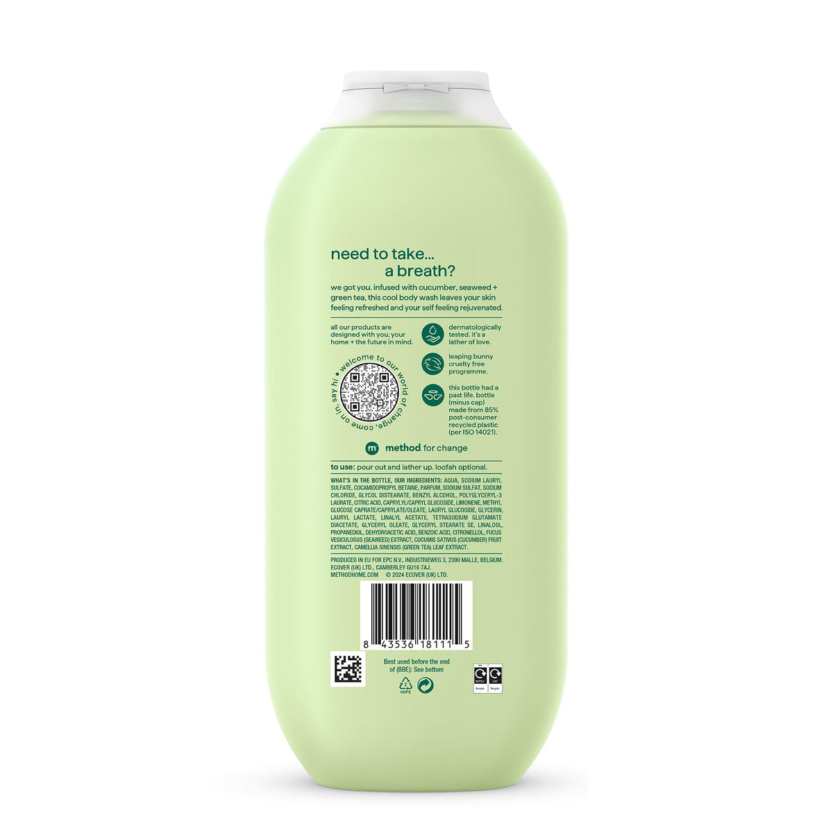 Method Body Wash Daily Zen Cucumber Shower Gel - 2 x 532 ml